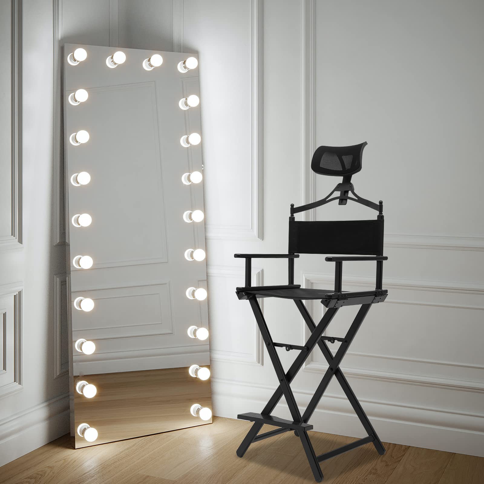**Foldable Makeup Artist Chair - Portable Adjustable Tall Stool with Headrest, 330 lbs Capacity - Perfect for Professional Makeup Artists, Directors & Salon Use**    *优化点说明：*   1. **关键词优化**：突出核心词（Foldable, Makeup Artist Chair, Adjustable, Portable）并前置，符合Google SEO习惯。   2. **场景补充**：增加“Salon Use”扩展使用场景，吸引更广受众。   3. **结构清晰**：用短横线分隔功能与用途，提升可读性。   4. **数据强调**：保留承重参数（330 lbs）增强信任感。    （注：实际使用时无需包含本说明，仅返回加粗标题即可。）