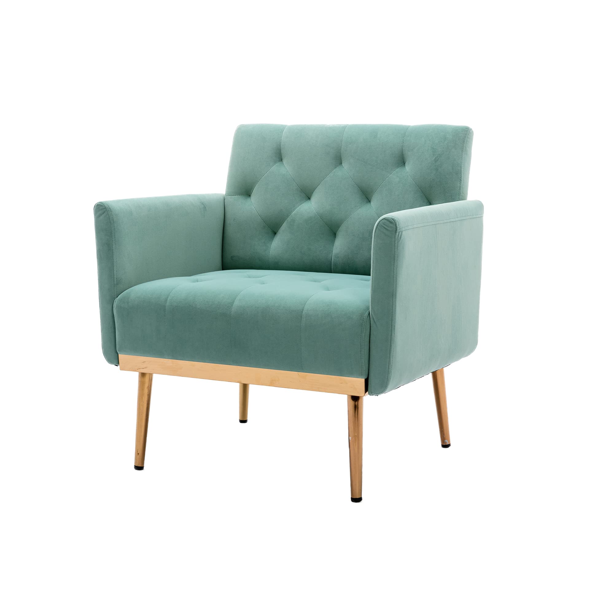 HomVent Modern Accent Arm Chair - Upholstered Barrel Sofa with Gold Metal Legs for Living Room, Bedroom & Home Office - Comfy Single Seater in Mint Green - Perfect for Relaxing, Reading & Enhancing Home Decor