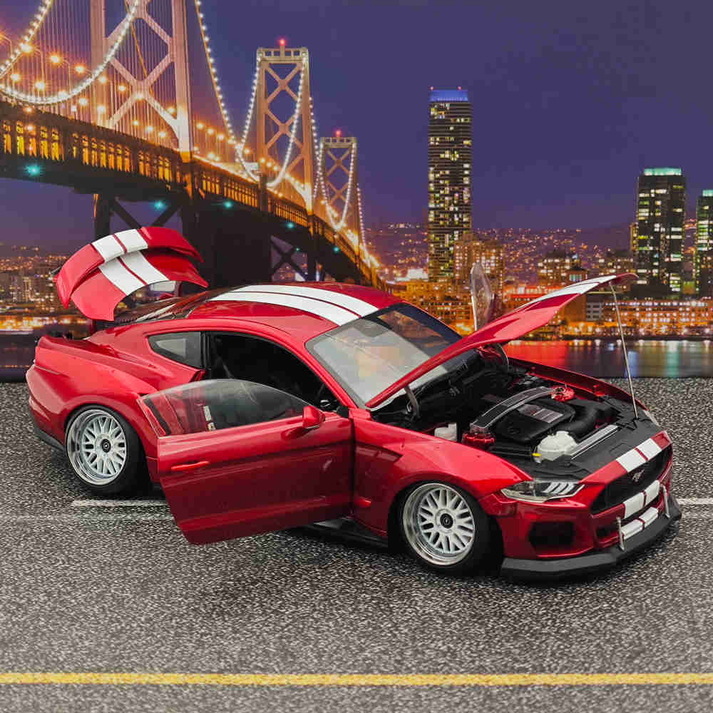2019 Ford Mustang GT 1/18 Scale Diecast Model Car with Widebody Kit - Red RHD Collectible for Car Enthusiasts | Perfect for Display, Gifts, and Hobby Collections