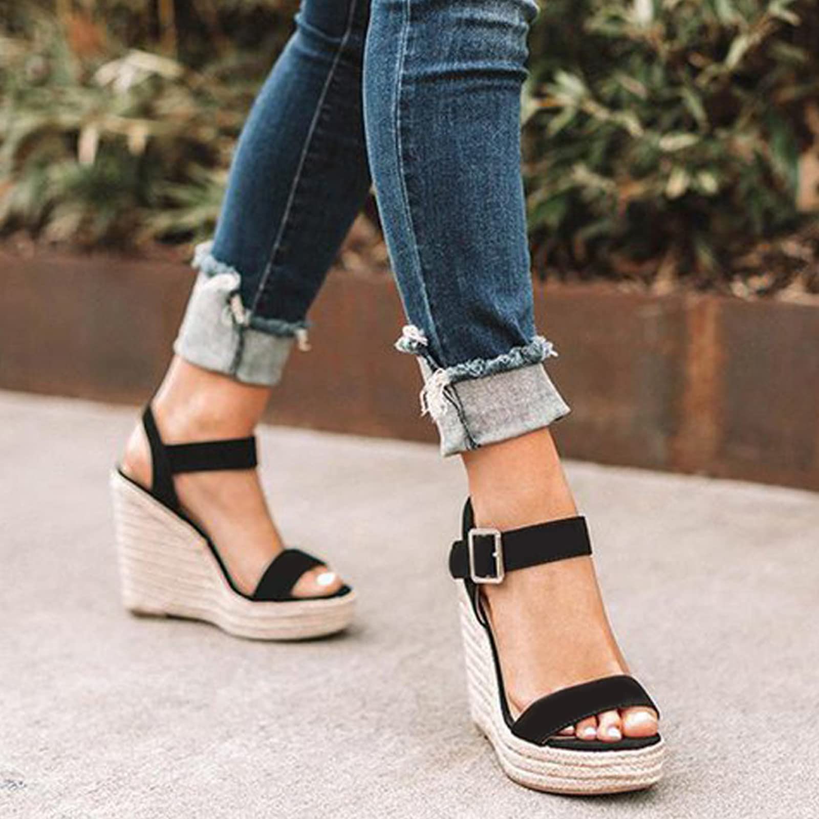 UTIKLIOU Women's Platform Wedge Sandals - Open Toe Summer Casual Shoes with Wedge Heel for Beach, Vacation & Everyday Wear