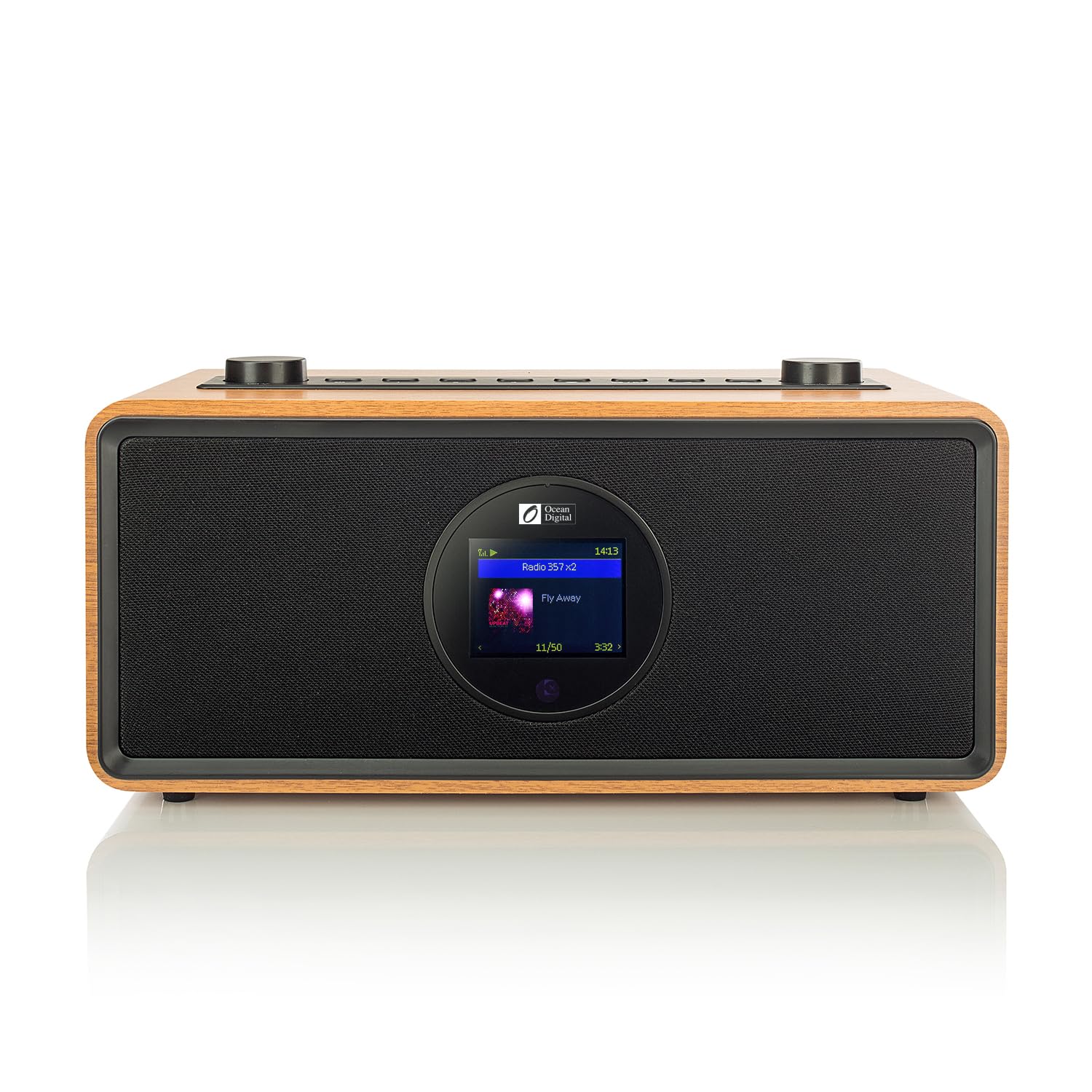 Ocean Digital WR-860 FM/Wi-Fi Internet Radio with Stereo Speakers - Alarm Clock, Sleep Timer, Aux Input & Line Out - 2.4