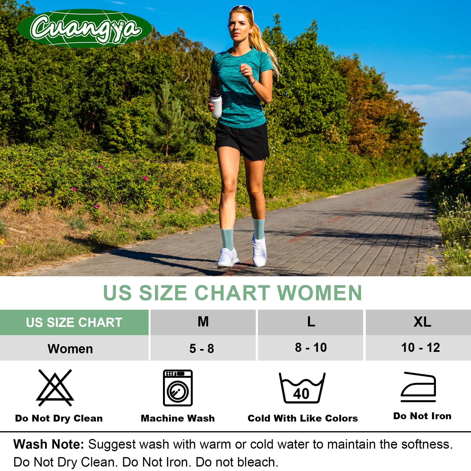 **Women's Athletic Crew Socks - 3-5 Pairs Cushioned Compression Socks for Hiking, Running & Sports - Breathable & Supportive for All-Day Comfort**