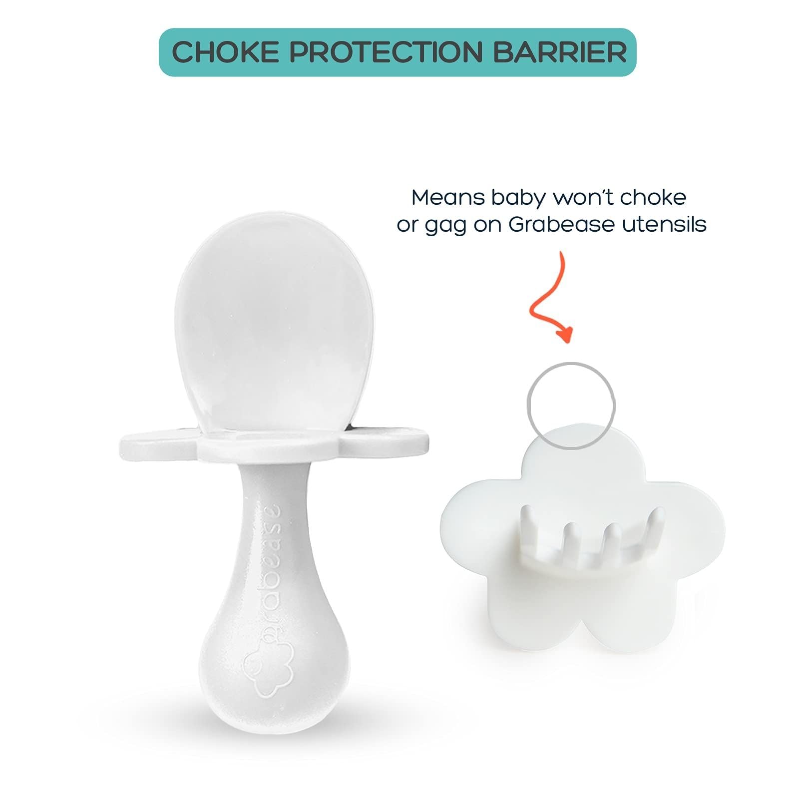 Grabease BPA-Free Toddler Utensil Set - 1 Pack Baby Spoons & Forks for Self Feeding - Safe Plastic Baby Silverware for Infants & Toddlers - Perfect for First Foods, Daycare & Travel Use