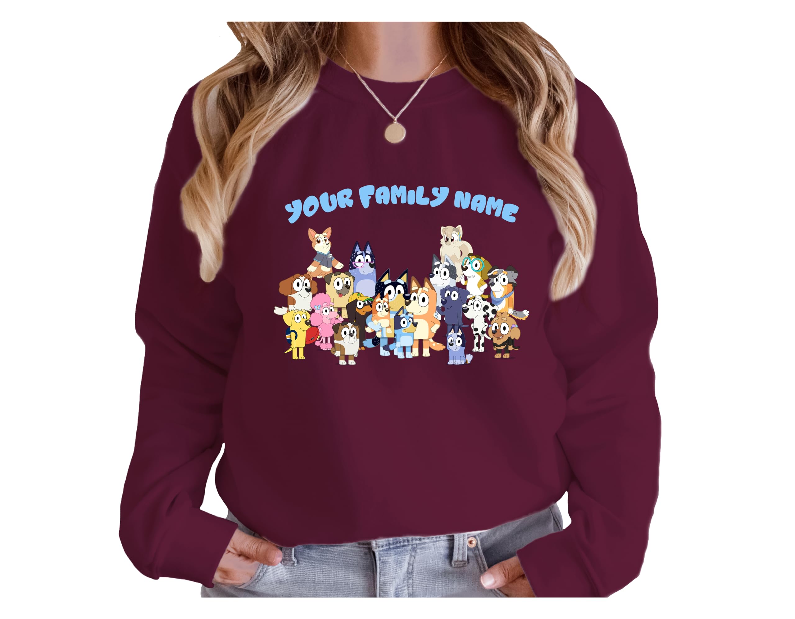 Custom Bluey Family Sweatshirts - Kids & Adult Matching Birthday Party Outfits - Bluey Themed Birthday Squad Shirts for Girls, Boys & Family - Perfect for Birthday Celebrations, Theme Parties & Family Photos
