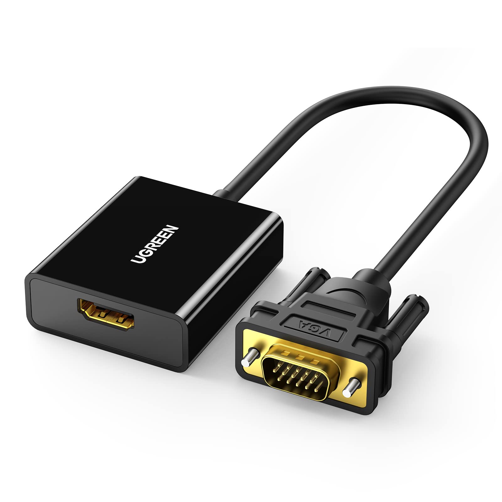 UGREEN HDMI to VGA Adapter with 3.5mm Audio Jack - Female to Male Converter for Monitor, PC, Laptop, Xbox, Nintendo Switch, Roku, TV Stick & Raspberry Pi - Perfect for Home Office, Gaming & Multimedia Setup