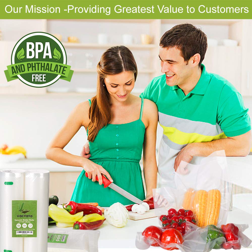 VacYaYa 4mil 100 Gallon 11x16 Inch BPA-Free Vacuum Sealer Bags - Commercial Grade Food Storage & Sous Vide Safe | Perfect for Freezing Meats, Meal Prep & Long-Term Food Preservation