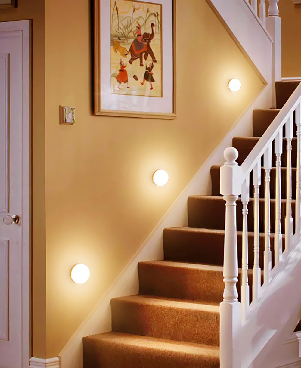Homelist 6-Pack Motion Sensor LED Under Cabinet Lights - Wireless Rechargeable Battery Operated Puck Lights for Kitchen, Closet, Stairs & Walls (Warm/White) | Indoor Magnetic Night Lighting for Home Safety & Convenience