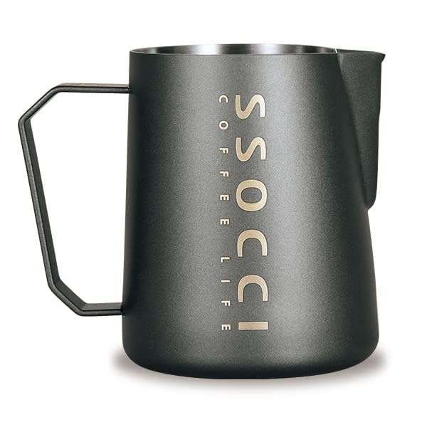 Premium 16oz (500ml) Espresso Steaming Pitcher - 304 Stainless Steel Milk Frothing Jug with Sharp Spout for Perfect Latte Art - Barista-Grade Coffee Accessory for Home & Cafe Use (Dark Grey)