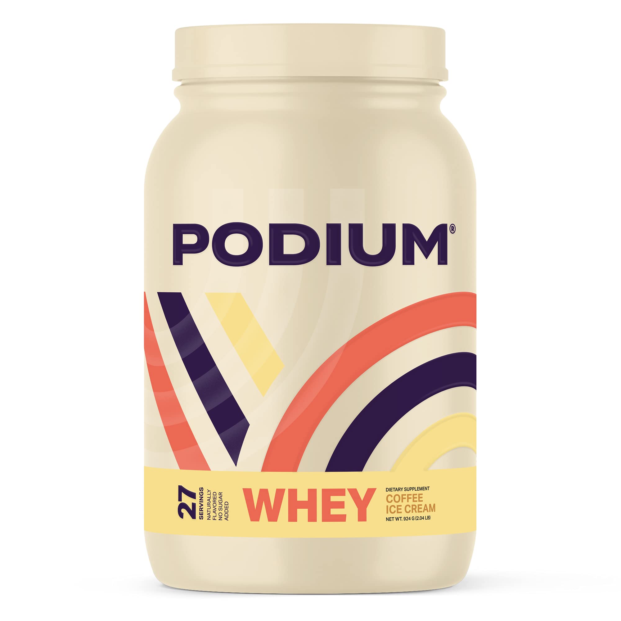 Podium Nutrition Whey Protein Powder - Coffee Ice Cream Flavor, 27 Servings, 25g Protein Per Serving, Gluten Free & Soy Free - Post-Workout Recovery & Healthy Breakfast Supplement