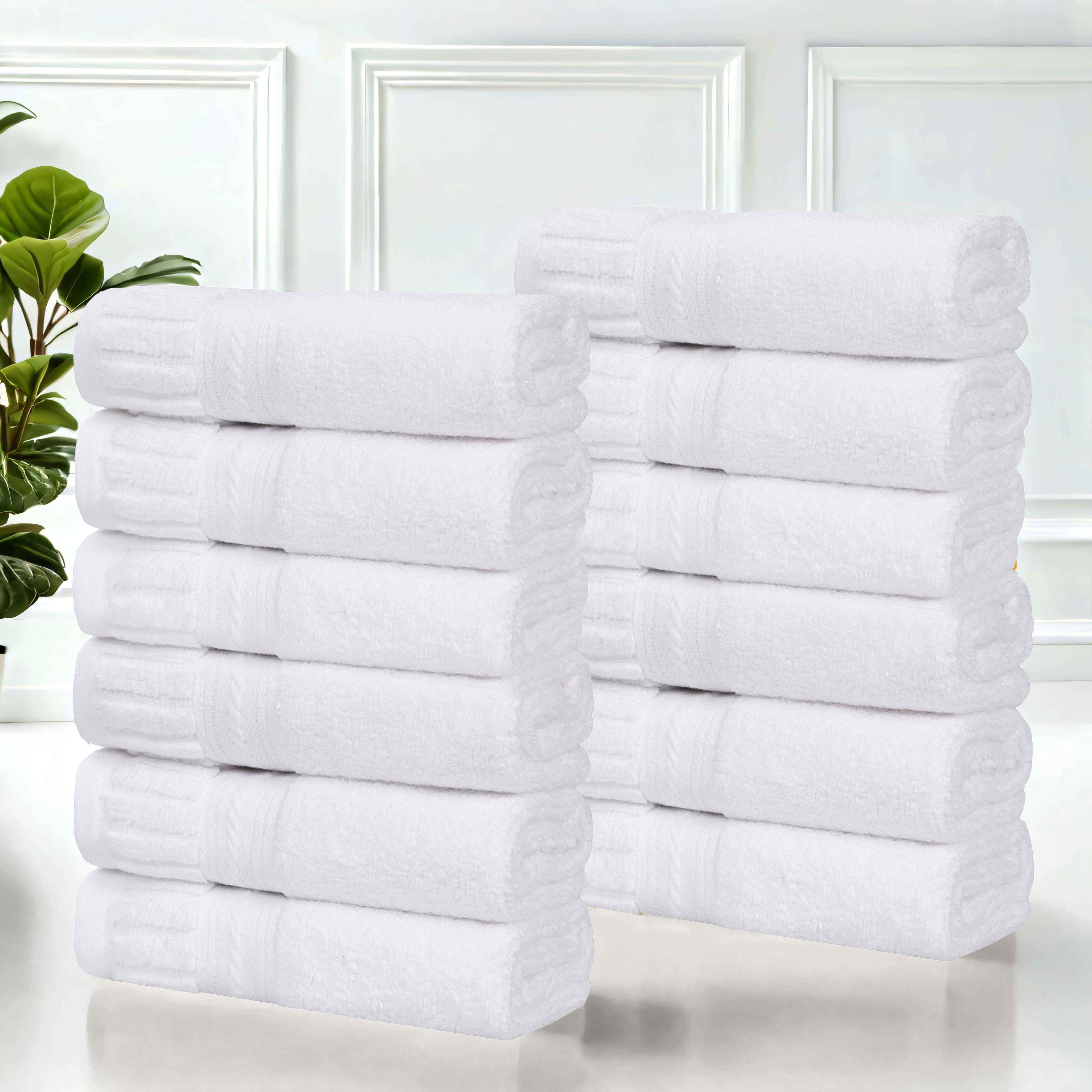 Premium Venice Zero Twist Cotton Face Towels - Soft & Absorbent Medium Weight Bath Towels, Set of 12 - Perfect for Spa, Gym & Luxury Bathroom Use