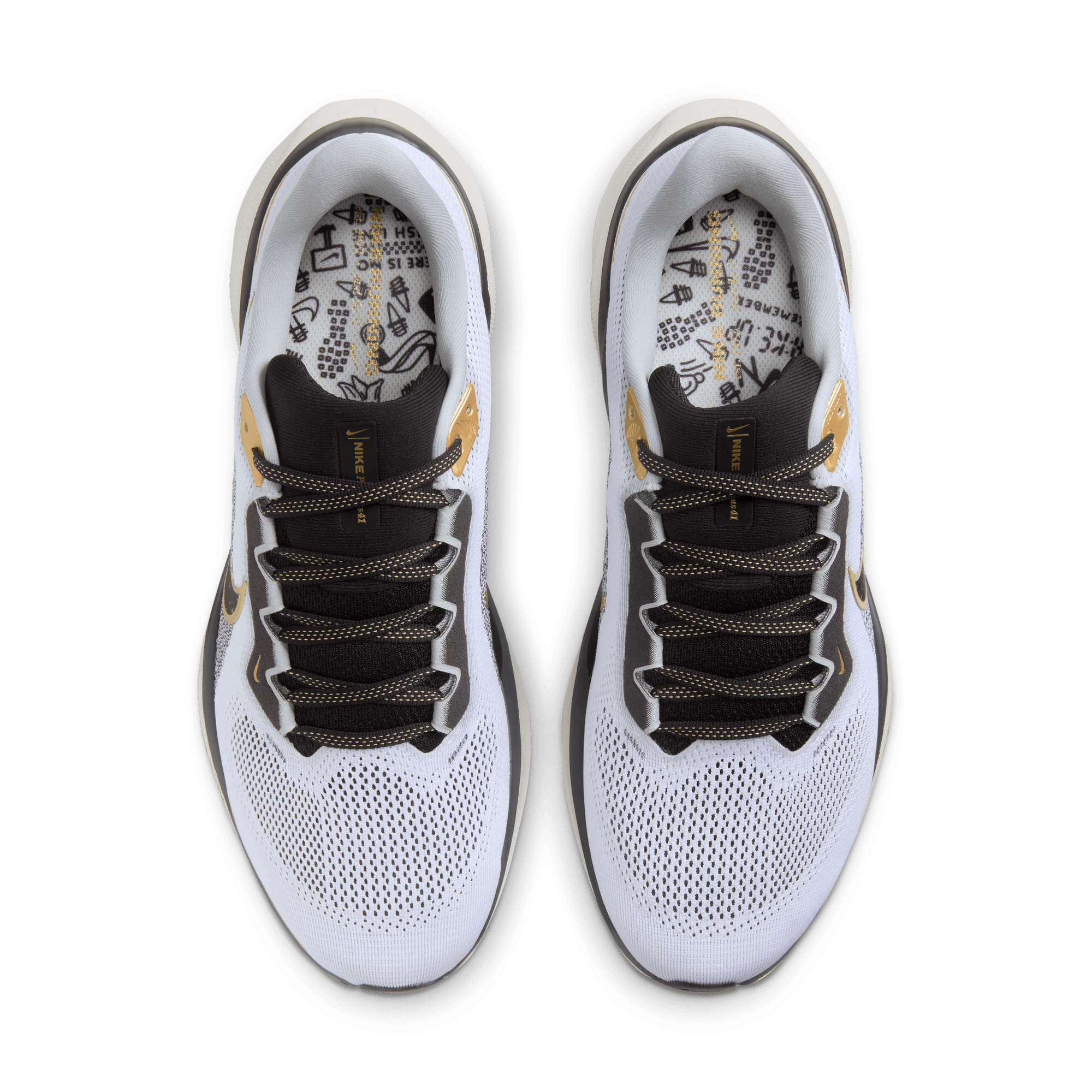 Nike Men's Pegasus 41 Running Shoes - White/Black Metallic Gold Light Smoke Grey | Lightweight Cushioned Sneakers for Jogging, Training & Everyday Wear