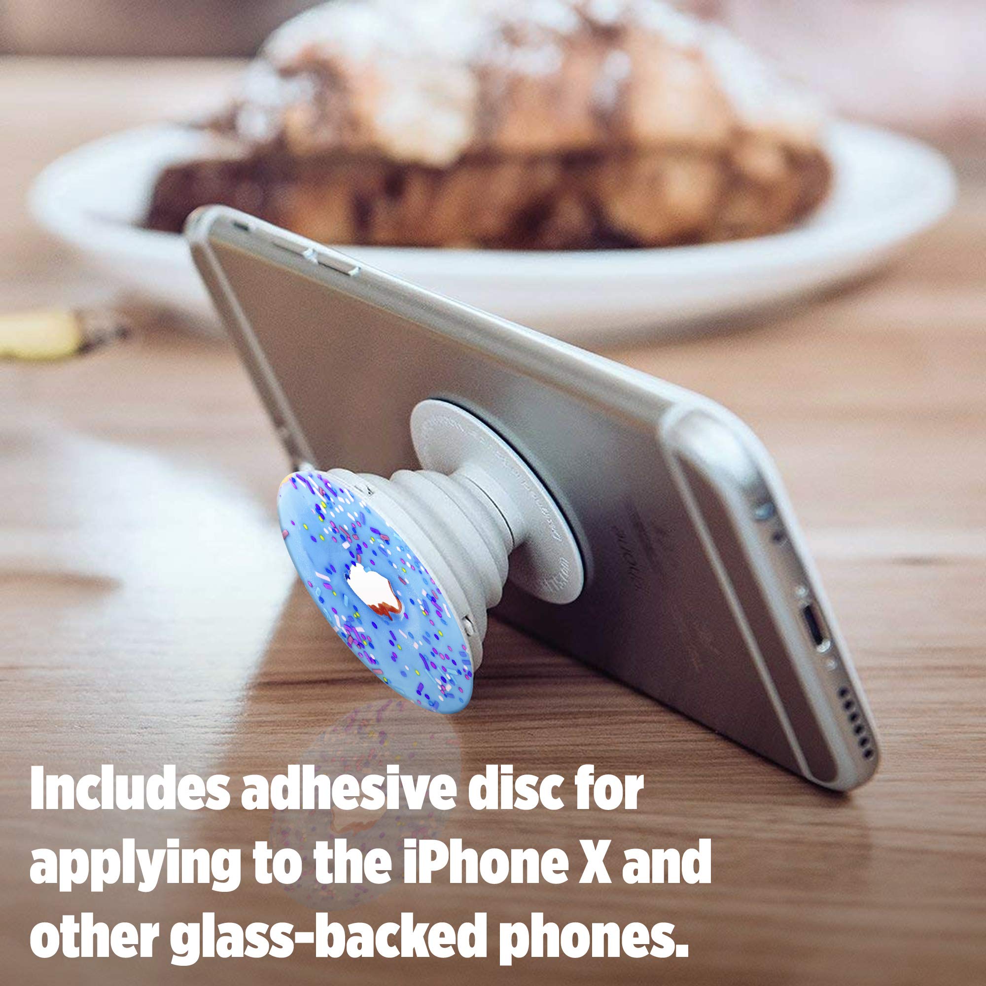 PopSockets Collapsible Phone Grip & Stand - Blue Donut Design for Phones & Tablets | Perfect for Selfies, Video Calls & Hands-Free Viewing