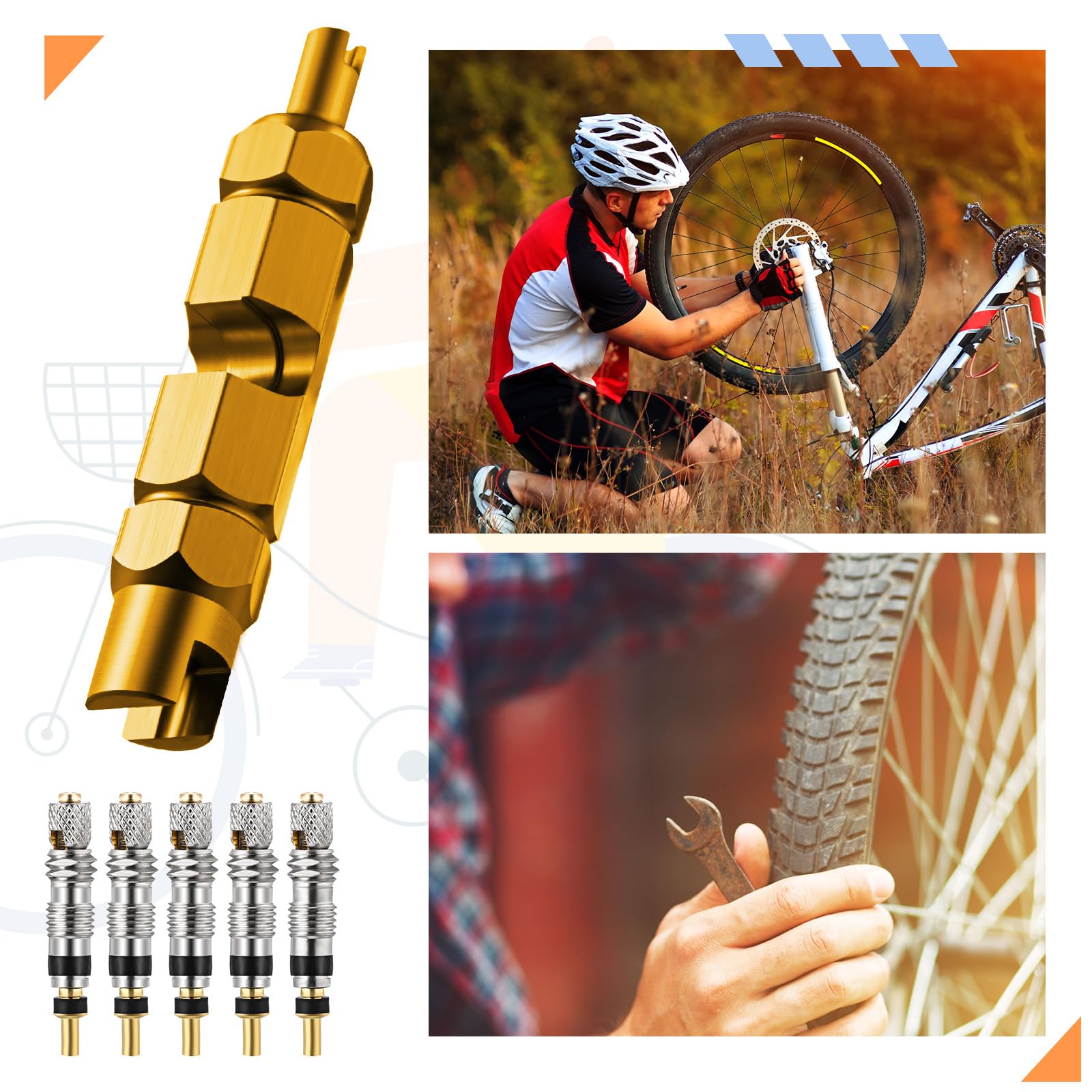 Frienda Valve Core Remover Tool Kit - Bicycle Tire Valve Tightener with 10 Brass Cores for Bike Repair & Maintenance | Perfect for Road Bikes, Mountain Bikes & BMX Tires