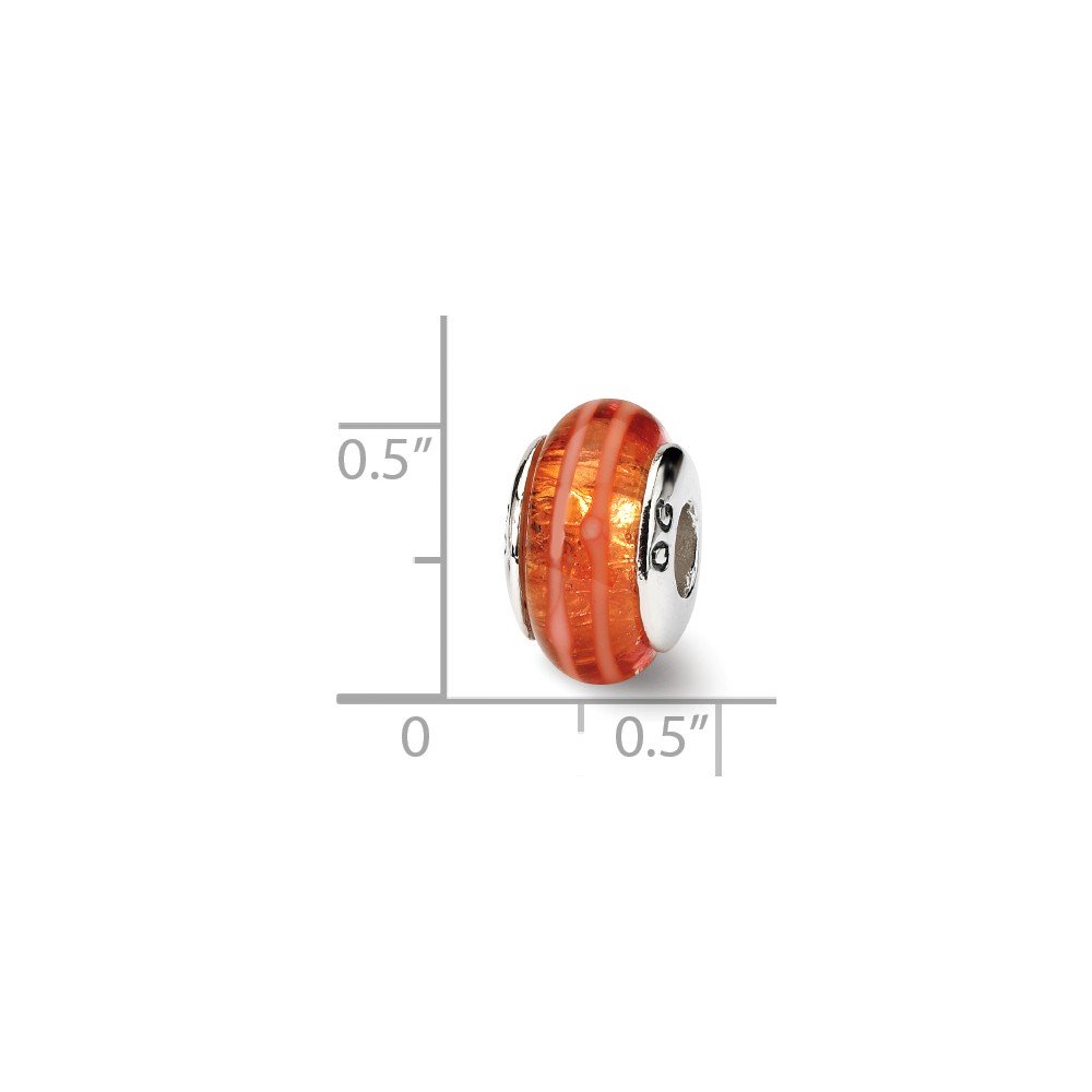 Handmade Orange Blown Glass Bead Sterling Silver Jewelry - Perfect for Necklaces, Bracelets & DIY Crafting