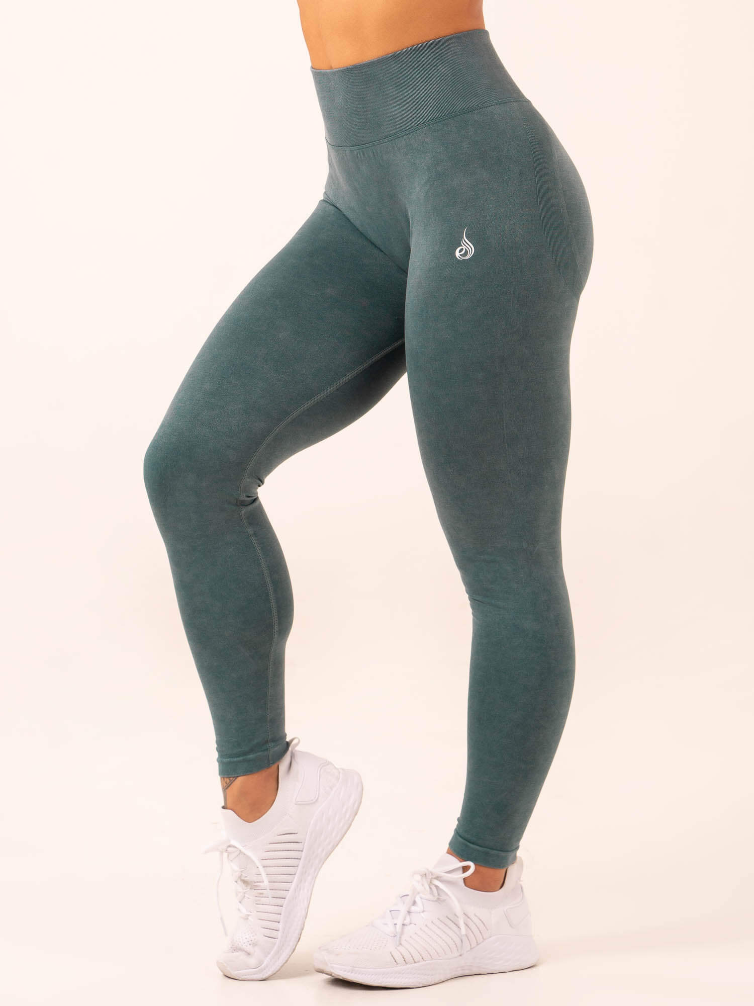 Stonewash Scrunch Seamless Leggings for Women - High Waisted Yoga Pants, Tummy Control Workout Leggings (Petrol Stonewash) - Perfect for Yoga, Gym, Running & Lounge Wear