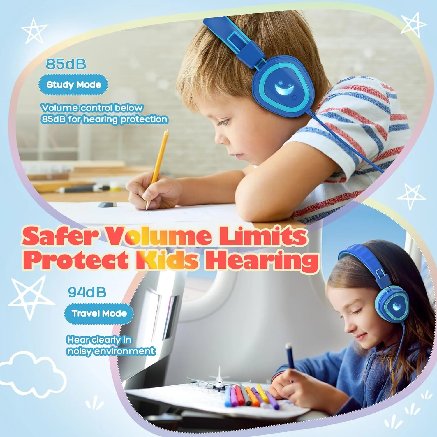 Mpow Wired Kids Headphones for School - USB Type C Children's Headset with Built-in Microphone | Perfect for Online Classes, Homeschooling & Travel