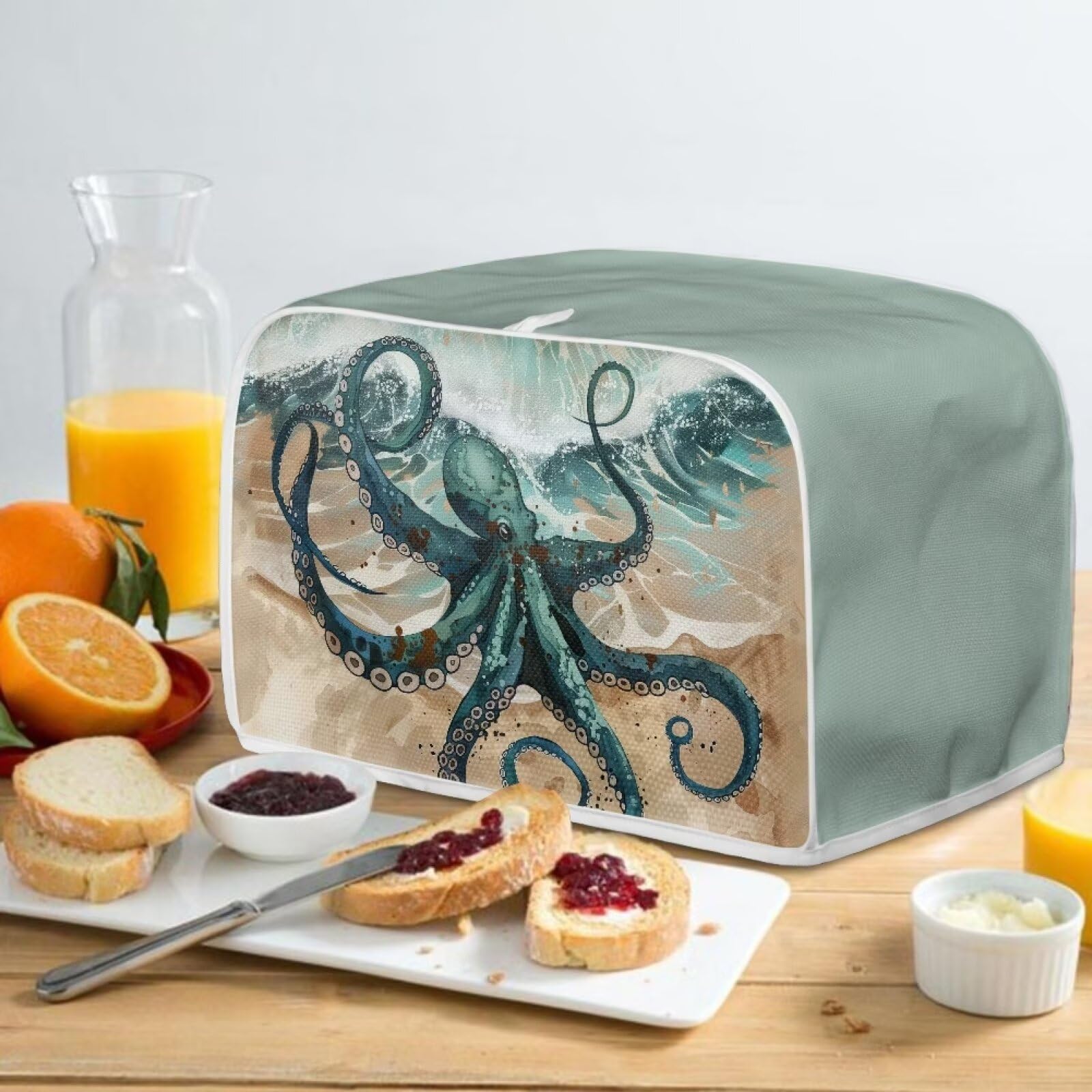ZFRXIGN Octopus Toaster Cover - 4 Slice Toaster Oven Cover with Top Handle, Washable Kitchen Appliance Cover for Home Decor, Trendy Ocean Animal Design - Perfect for Kitchen Countertop Protection & Small Appliance Organization