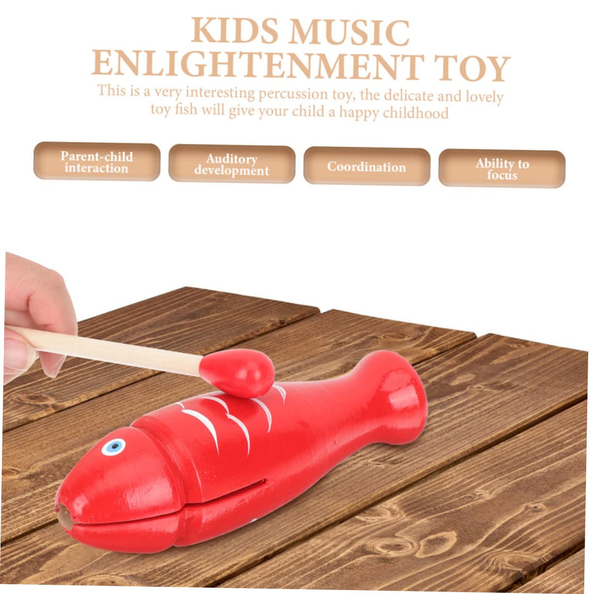 Hohopeti Small Wooden Fish Musical Toy Set for Toddlers - Kids Musical Instrument with Lights - Perfect for Early Learning, Sensory Play & Birthday Gifts