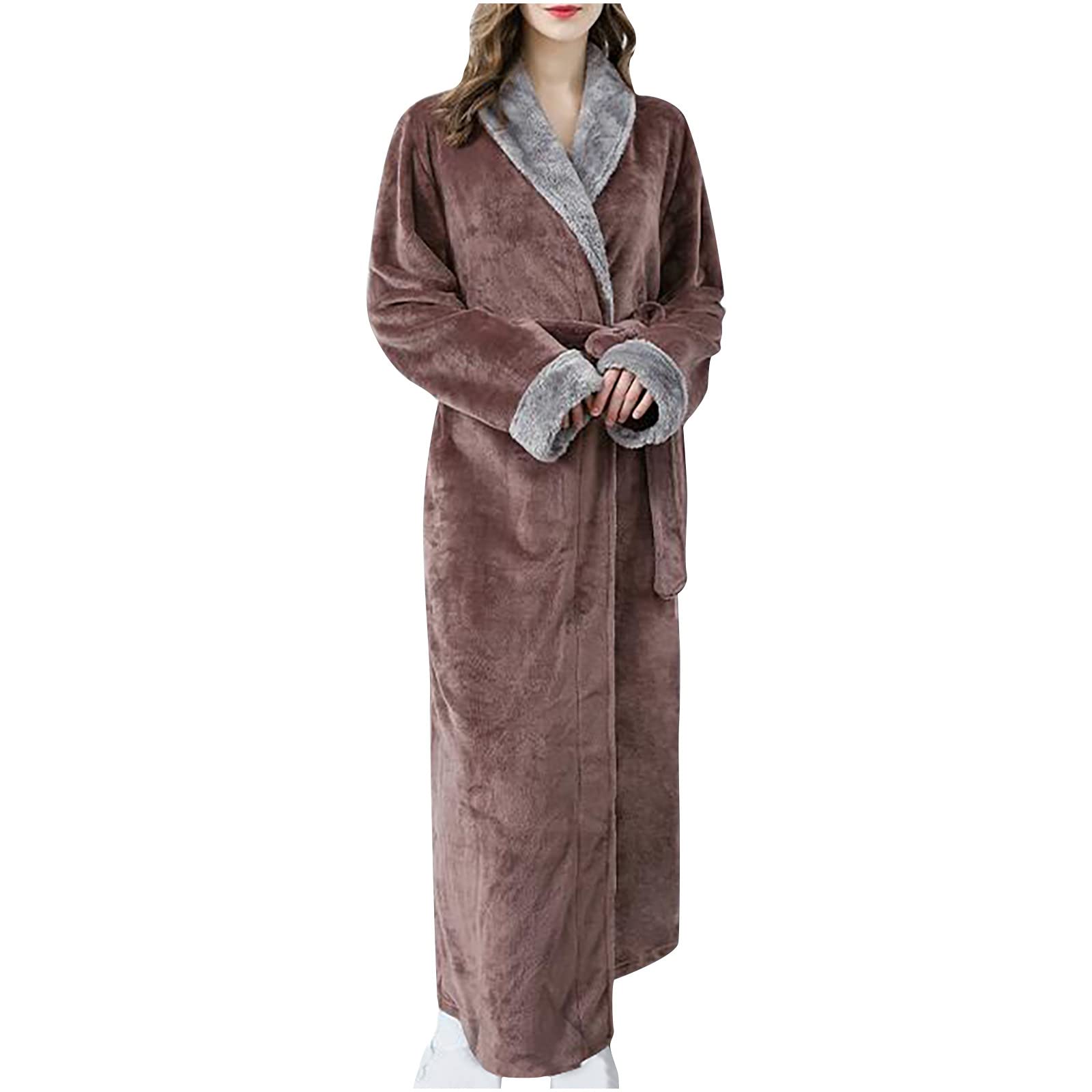 CofeeMO Women's Winter Long Sleeve Bathrobe - Soft Lingerie Sleepwear & Lounge Pajamas Set for Sleep, Relaxation and Romantic Nights
