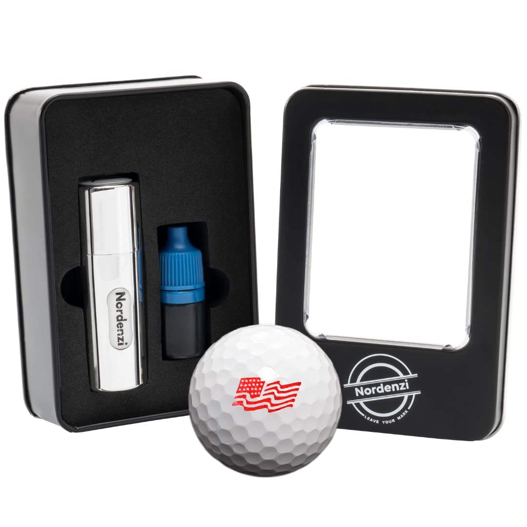 USA Flag Golf Ball Stamper - Personalized Golf Ball Marker for Identification | Funny Golf Ball Imprinter Set | Perfect Golf Gifts for Men & Women | Great for Tournaments, Practice & Custom Golf Balls