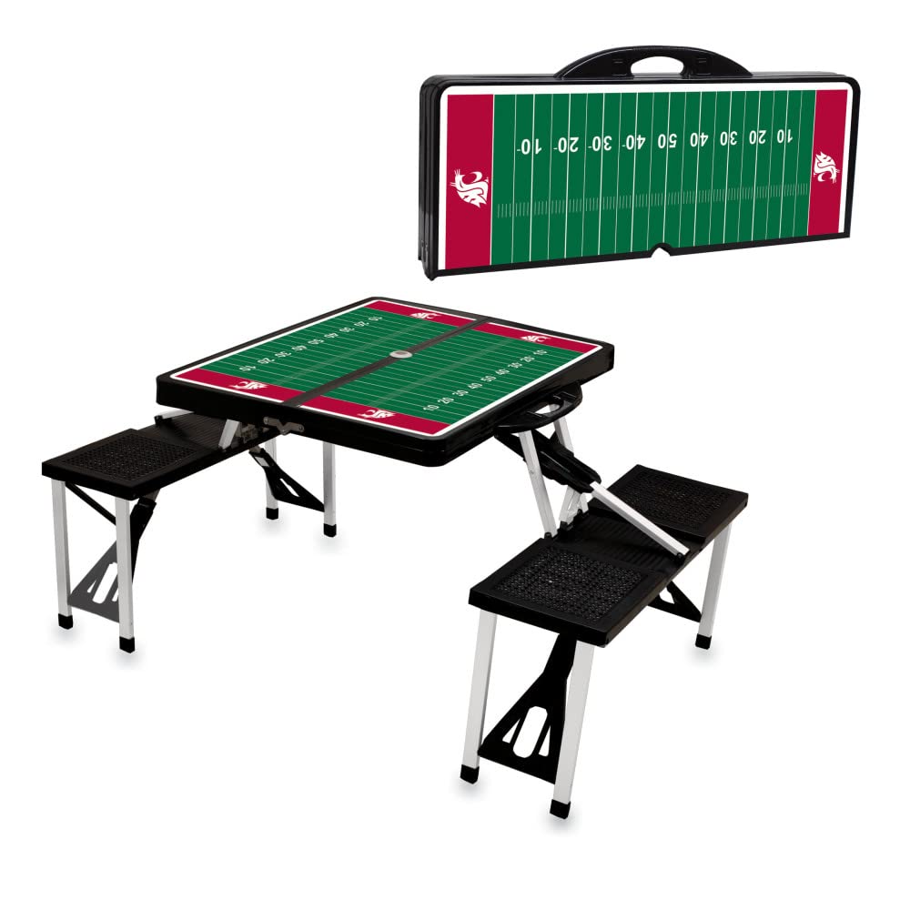 PICNIC TIME NCAA North Carolina Tar Heels Folding Picnic Table - Portable Camping Table with Umbrella Hole - Outdoor Dining & Tailgating Table for Beach, Park, and Backyard Parties