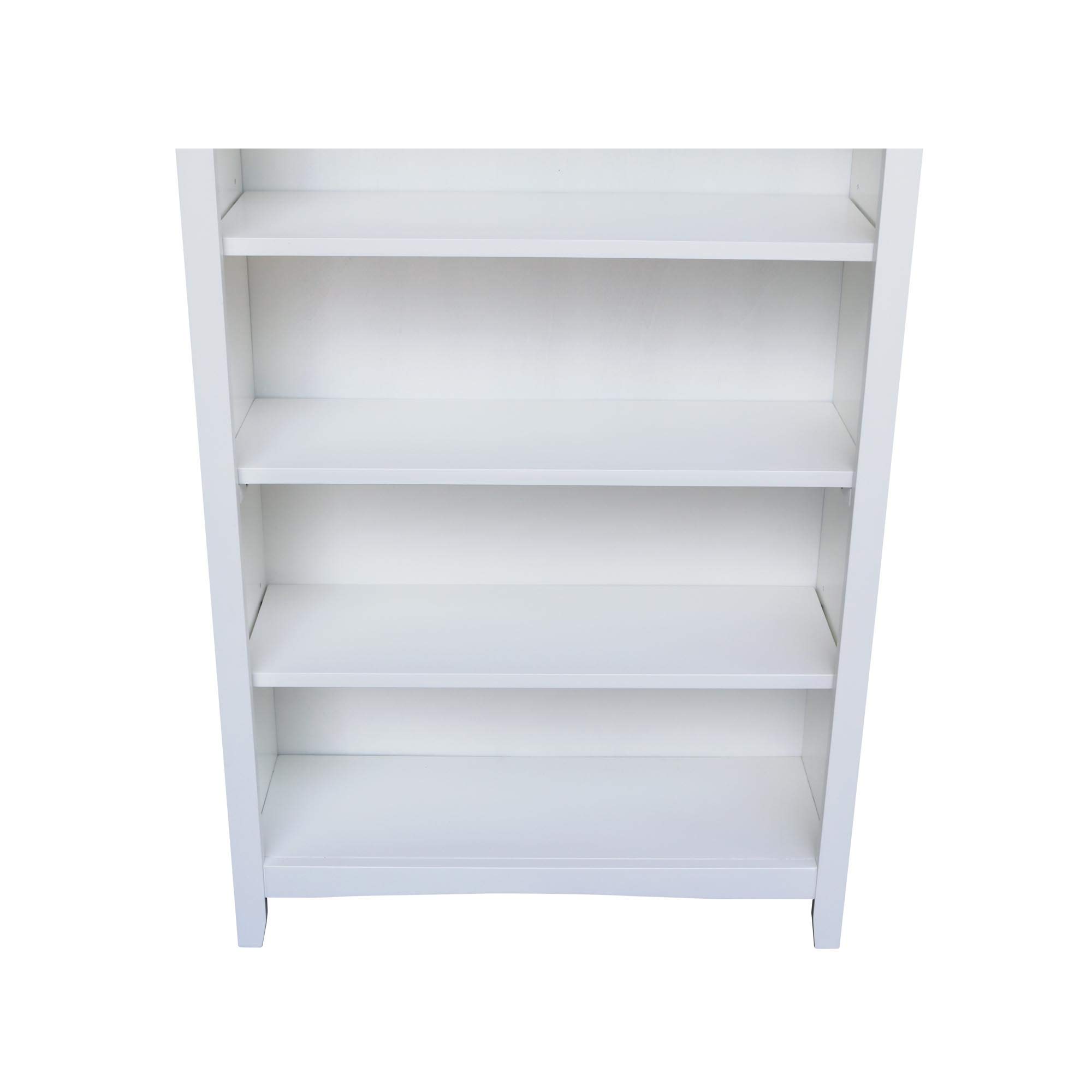 International Concepts 4-Shelf Shaker Bookcase - 48 Inch Height White Wooden Bookcase for Living Room, Office, or Library Storage