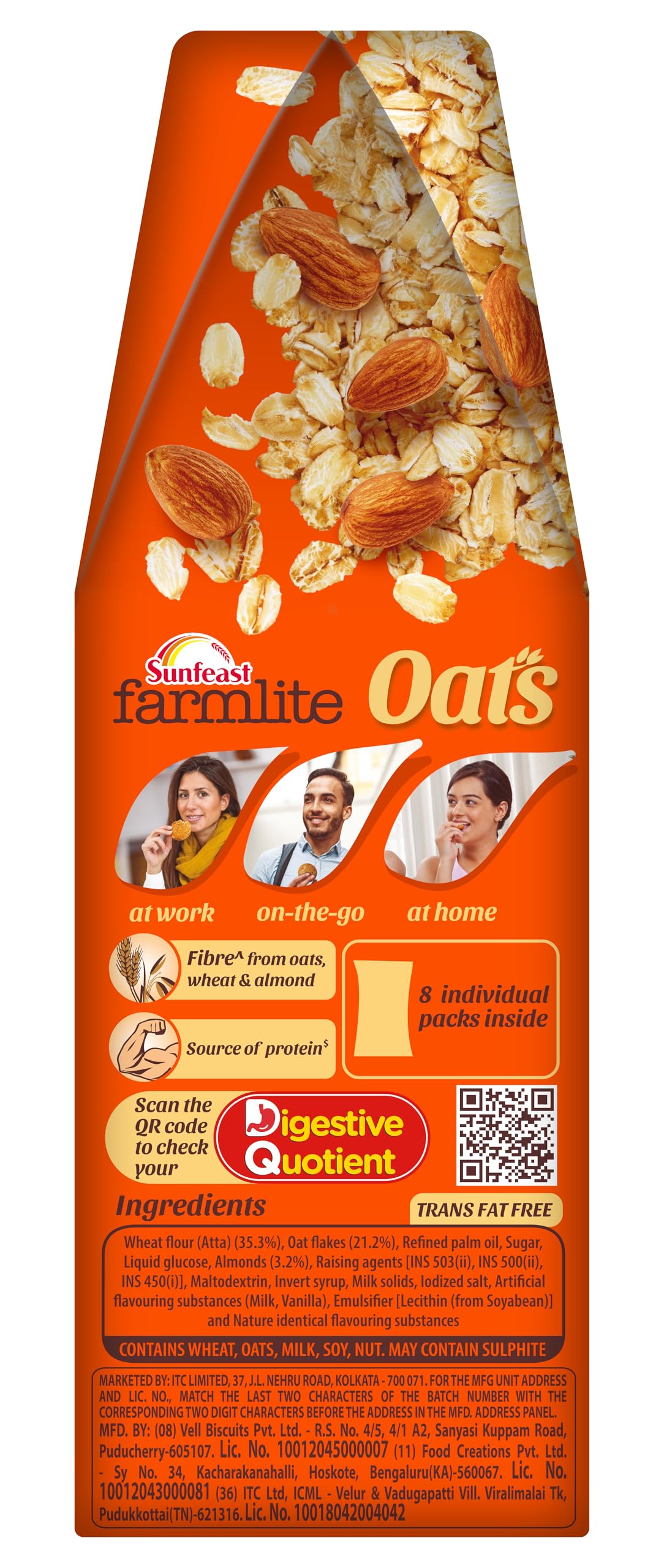 Sunfeast Farmlite Oats & Almonds Healthy Breakfast Cereal - 150g Pack | High Fiber Snack for Weight Loss, Energy Boost | Perfect for Office, Gym & On-the-Go Nutrition