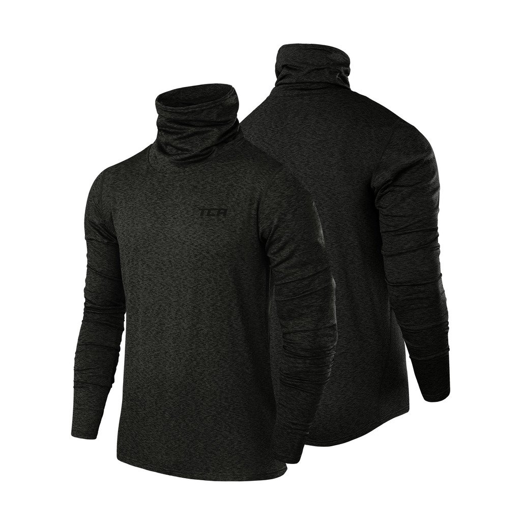 TCA Men's Thermal Running Shirt - Funnel Neck Warm-Up Top for Cold Weather Jogging & Outdoor Workouts