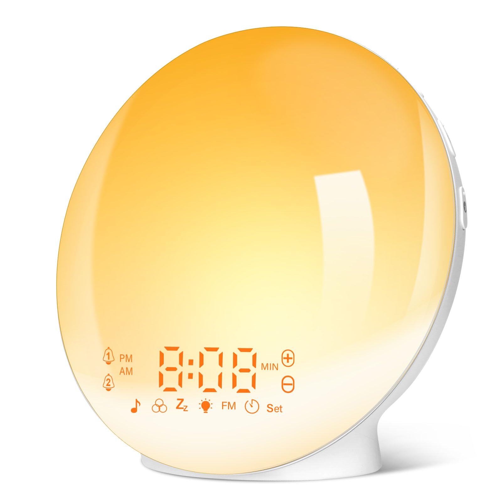 Sunrise Alarm Clock with Wake Up Light - Sunrise/Sunset Simulation, Dual Alarms, FM Radio & 7 Natural Sounds | 11 Color Changing Night Light for Bedroom, Snooze Function (White) - Perfect for Gentle Morning Wake-Ups & Relaxing Nighttime Ambience
