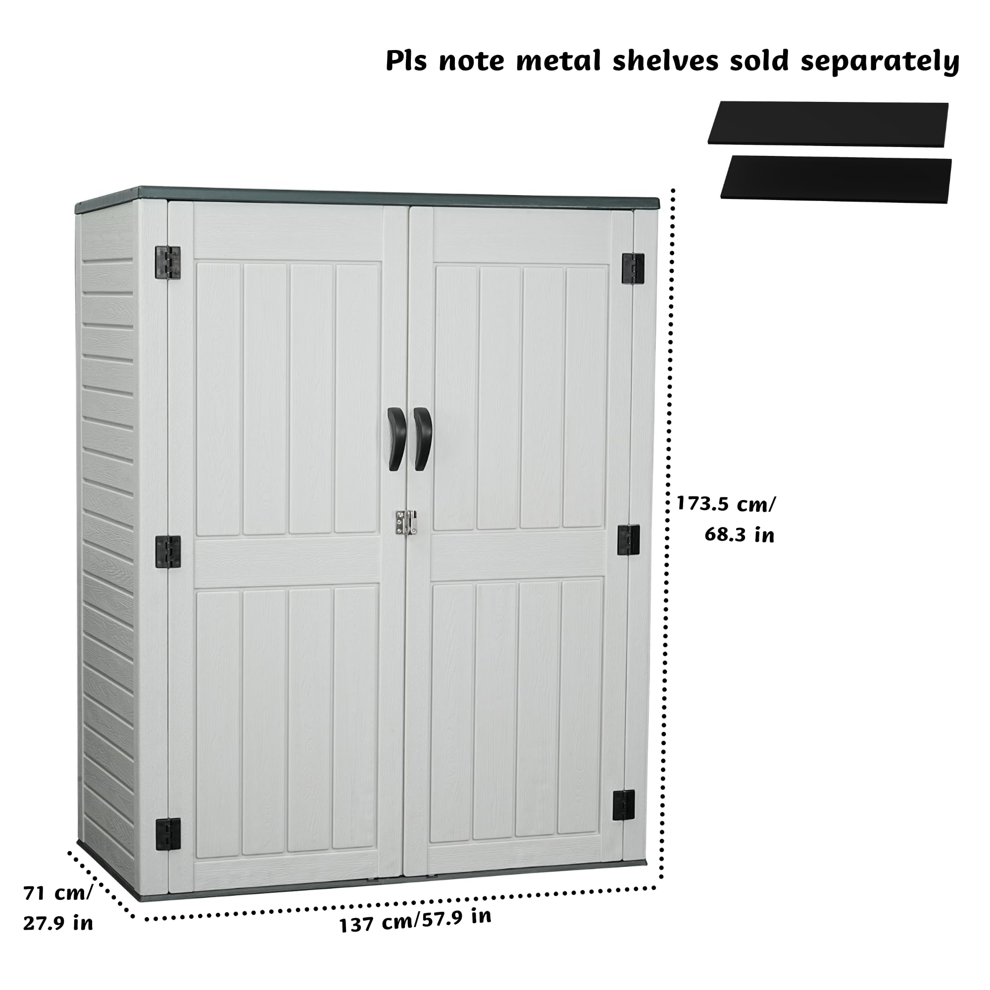 60 Cuft Vertical Resin Storage Shed | Waterproof Plastic Outdoor Garden Tool Cabinet (5.6 x 2.3 ft) | Perfect for Lawn Mower, Gardening Tools & Backyard Storage | Durable White Outdoor Shed for Patio, Garage & Yard Organization