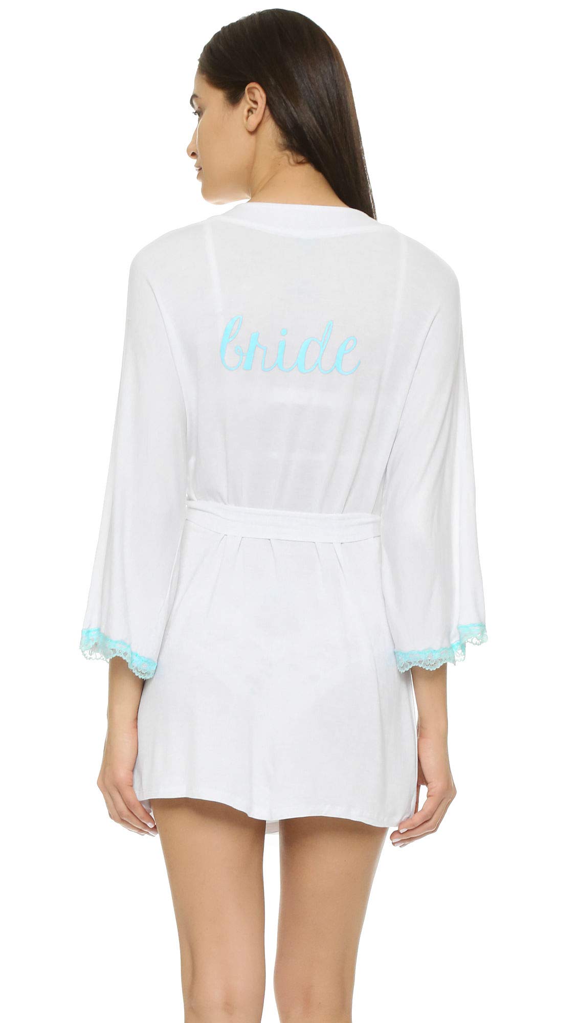 Honeydew Women's All American Bride Lace Trim Wrap Robe - White Lace Bridal Robe for Wedding Morning, Bridal Shower & Honeymoon - Soft & Elegant Wedding Party Gown