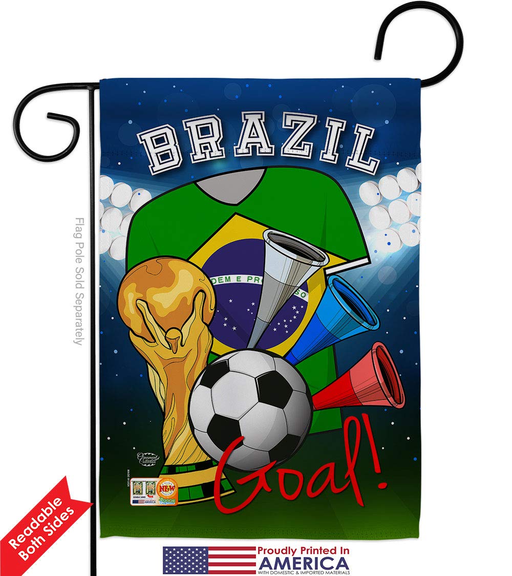 Brazil World Cup Soccer Flag Set - Double-Sided Yard Banner for Sports Fans