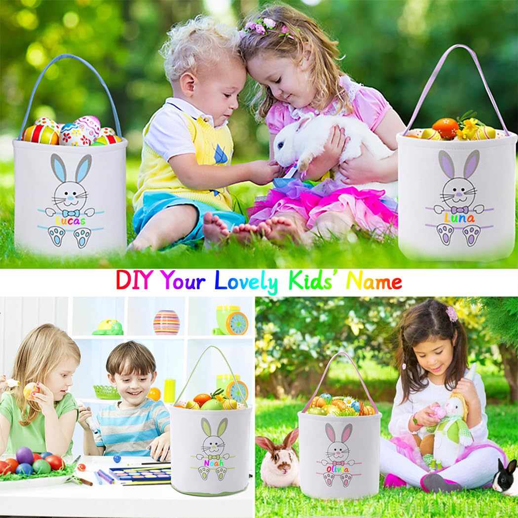 4 Pack Easter Bunny Basket Bags - Cute Rabbit Ear Tote Bags for Easter Egg Hunts, Candy Storage & Gift Giving (Set of 4) - Perfect for Easter Parties, Kids' Egg Hunt Games & Holiday Decorations