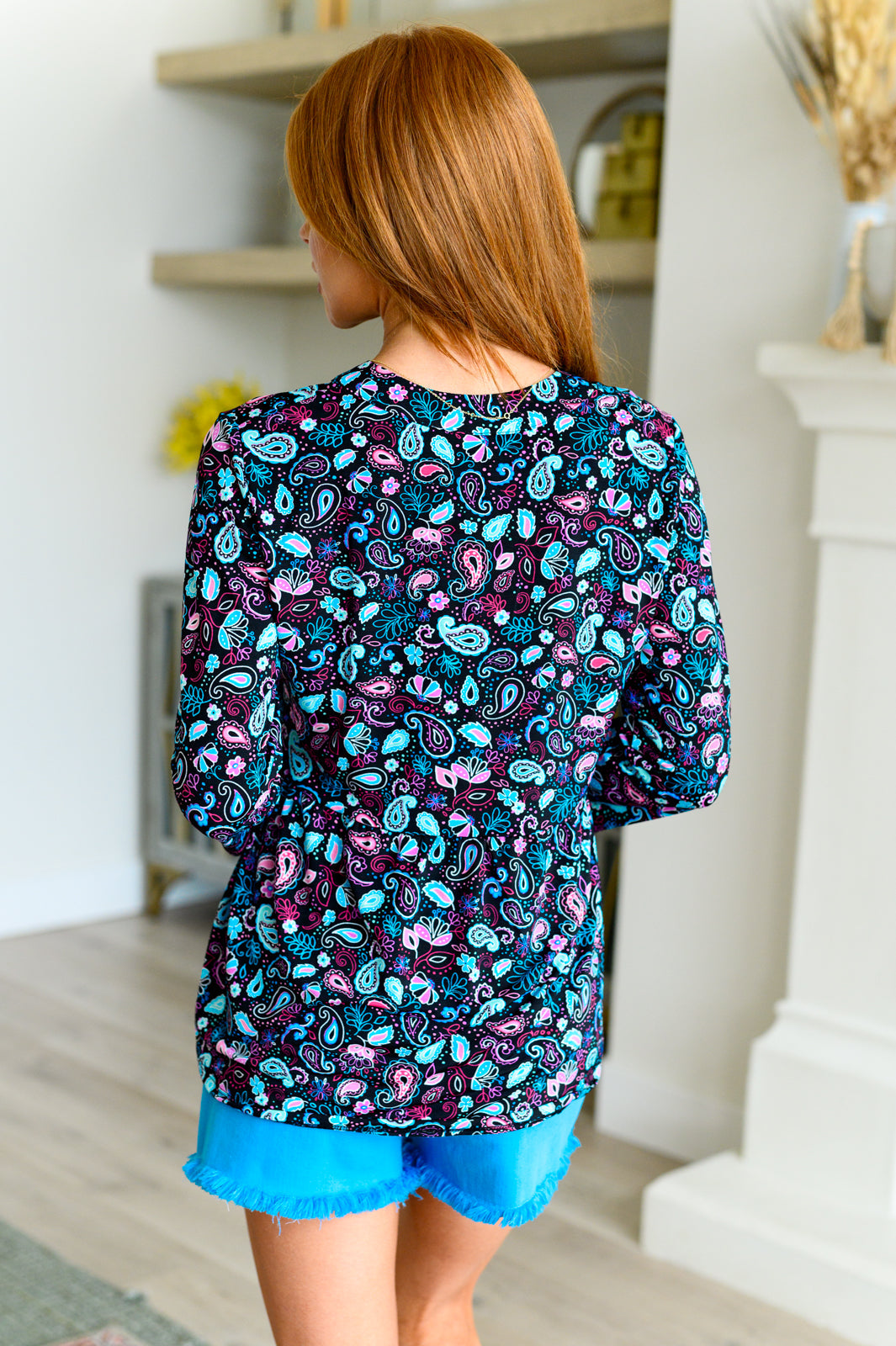 Lizzy Babydoll Top - Black Petite Paisley Print Women's Fashion Blouse | Perfect for Date Night, Parties & Casual Outfits