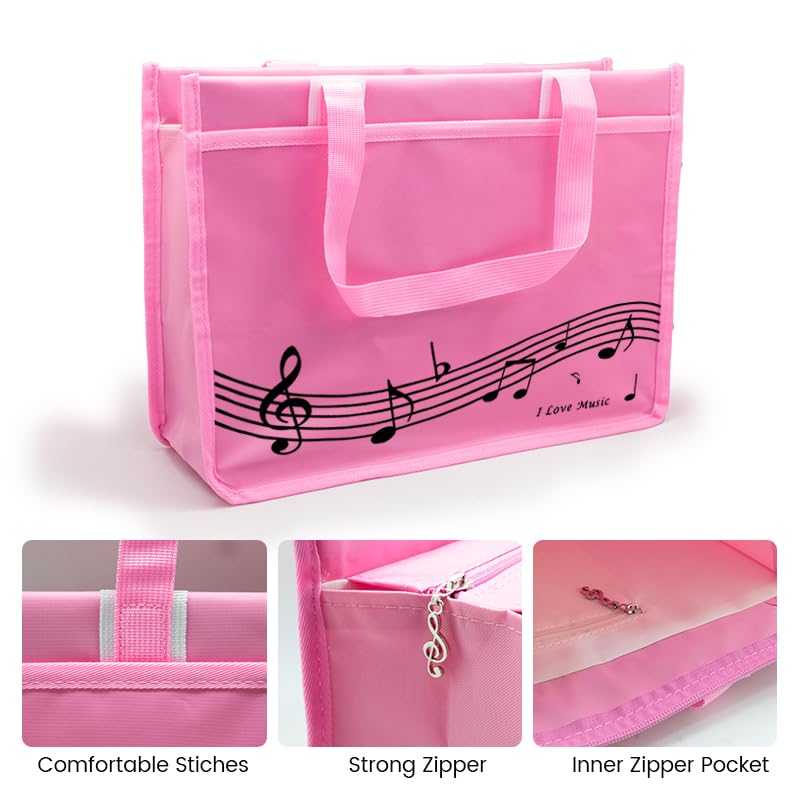 **BestSounds Waterproof Piano Bag with Zipper - Music Book Tote for Students, Kids & Women - Perfect Gift for Musicians (Pink) - Ideal for Piano Lessons, Performances & Travel**