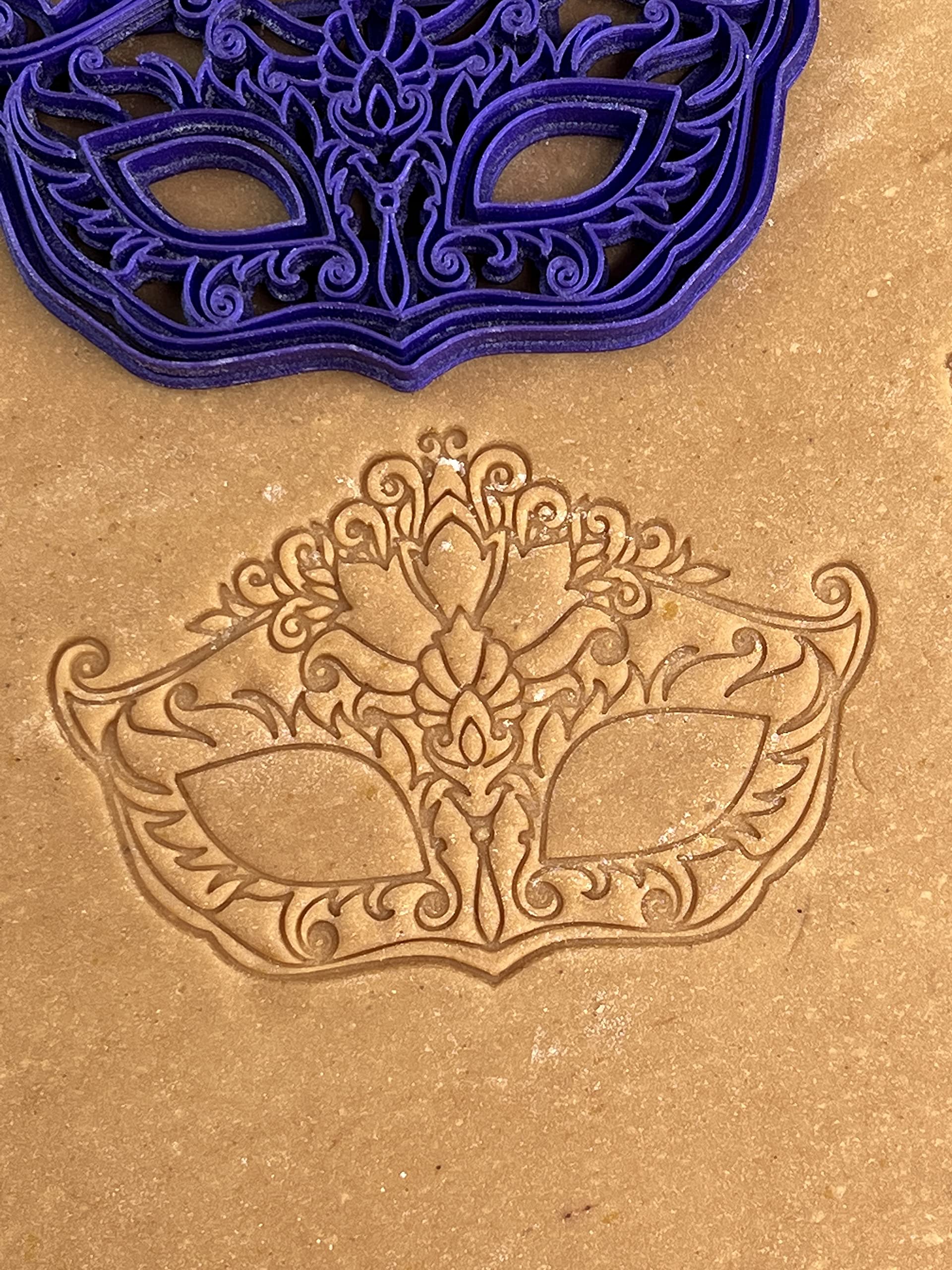 Premium 5.5-inch Purim Mask Cookie Cutter Mold - Galaxy Purple | Designed by Miriam's Kitchen | 3D Printed Baking Tool for Jewish Holiday Cookies, Hamantaschen & Purim Party Treats
