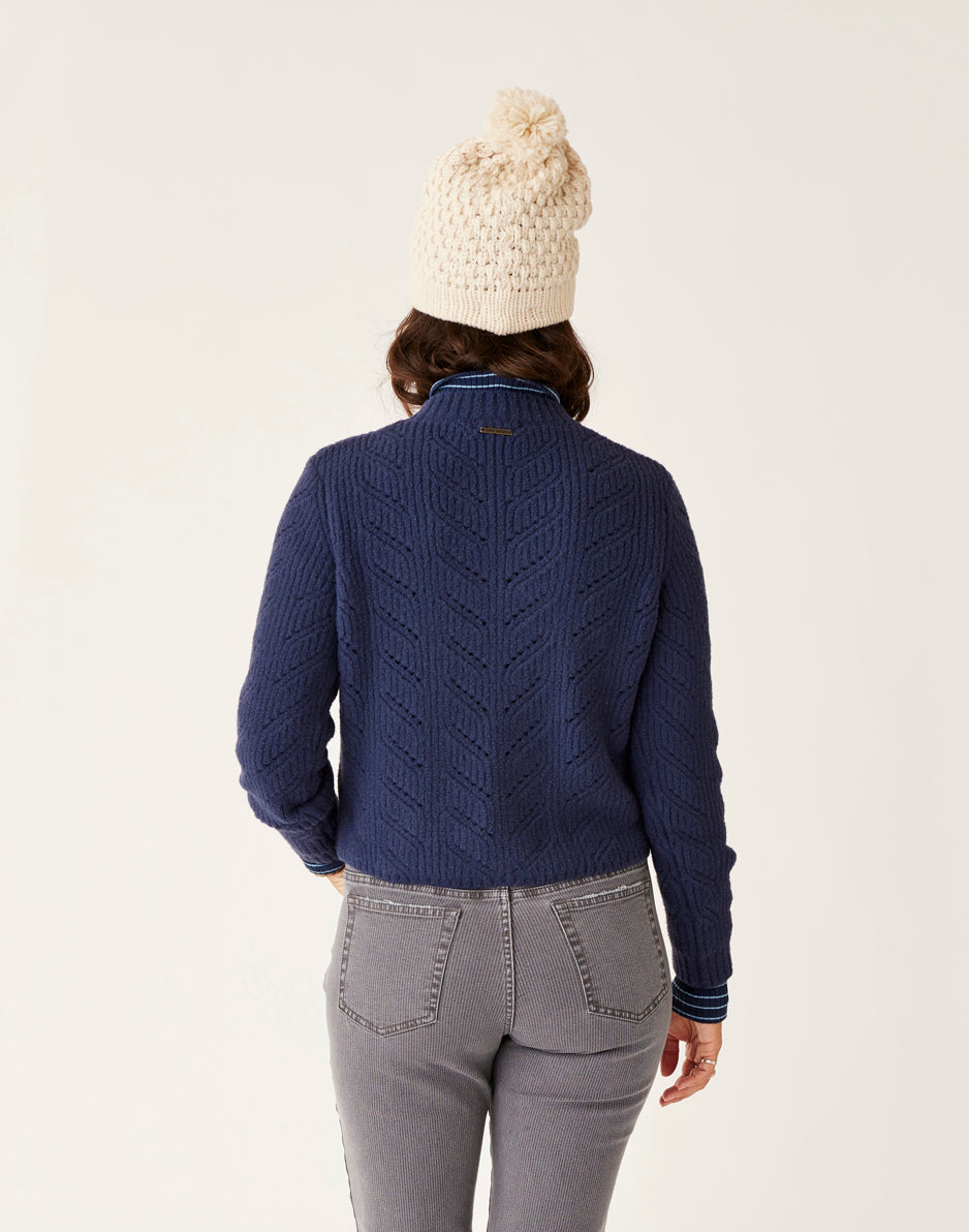 Monroe Sweater Women's Navy Blue Knit Pullover - Cozy Casual Wear for Fall & Winter Outfits