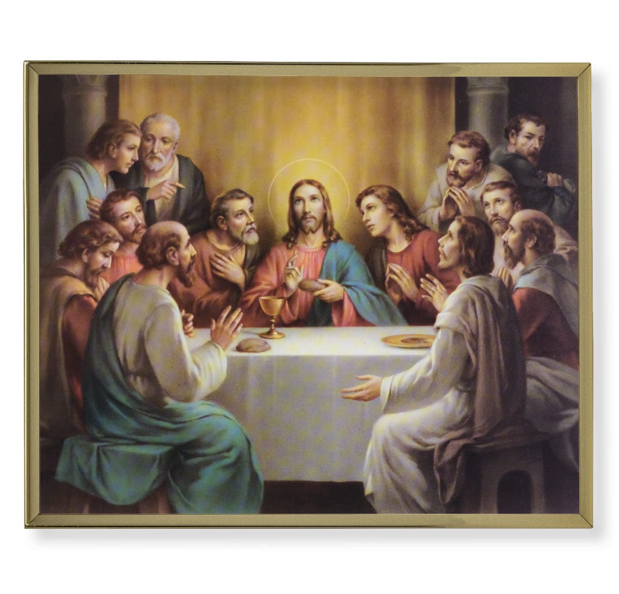 Religious Last Supper Picture Framed Plaque - Large Gold Plaque Frame Wall Art for Home Decor, Church, or Gift