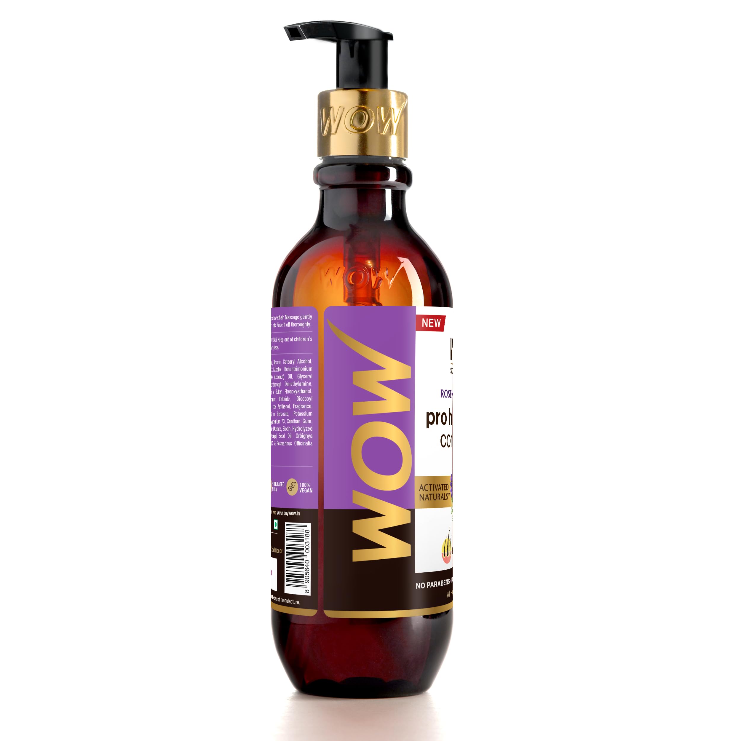 WOW Skin Science Rosemary & Biotin Hair Conditioner for Hair Growth - Anti Hair Fall, Prevents Tangles & Revives Dull Hair - 250ml (Pack of 1) - Perfect for Daily Hair Care & Damaged Hair Repair