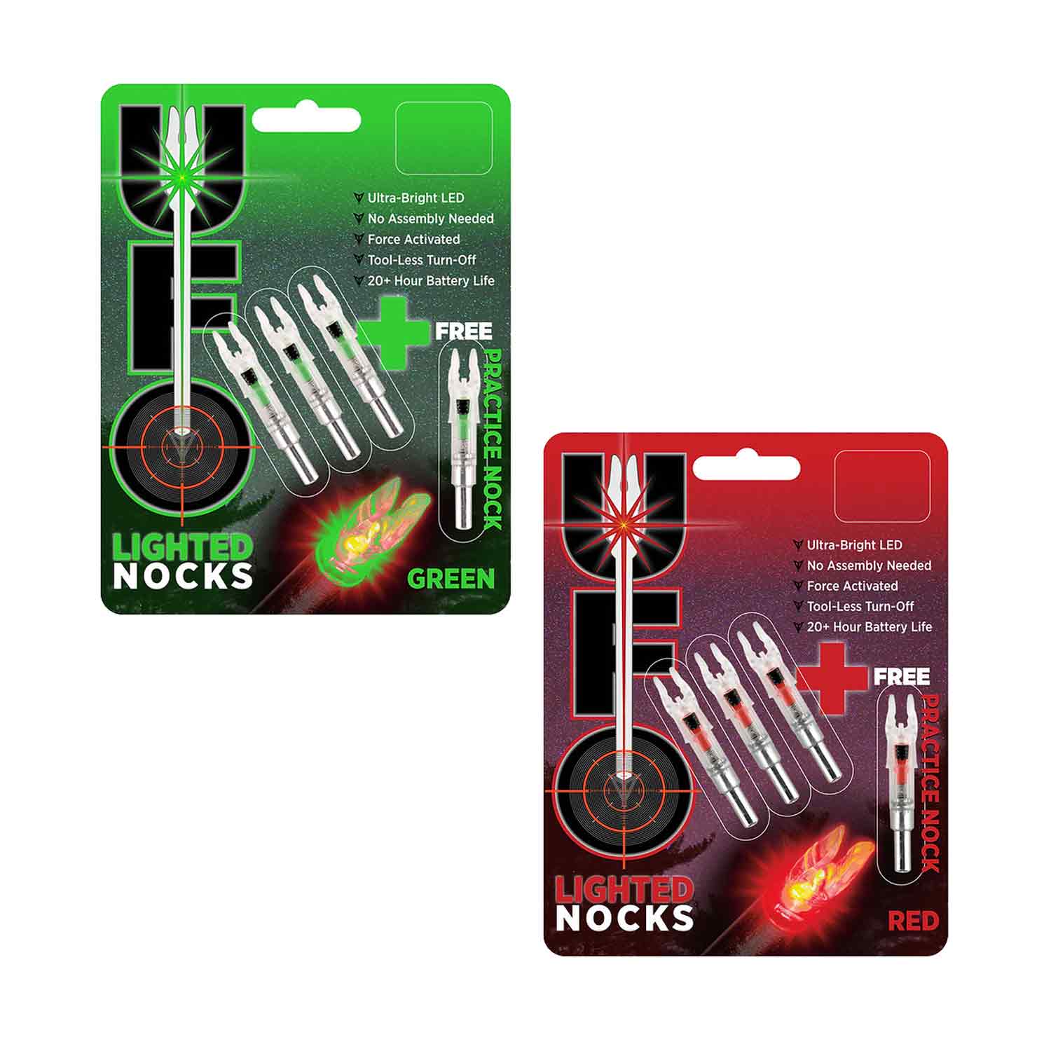 30.06 UFO Lighted Nocks (.244) - High Visibility Archery Nocks for Night Hunting & Target Practice - Perfect for Crossbows and Compound Bows