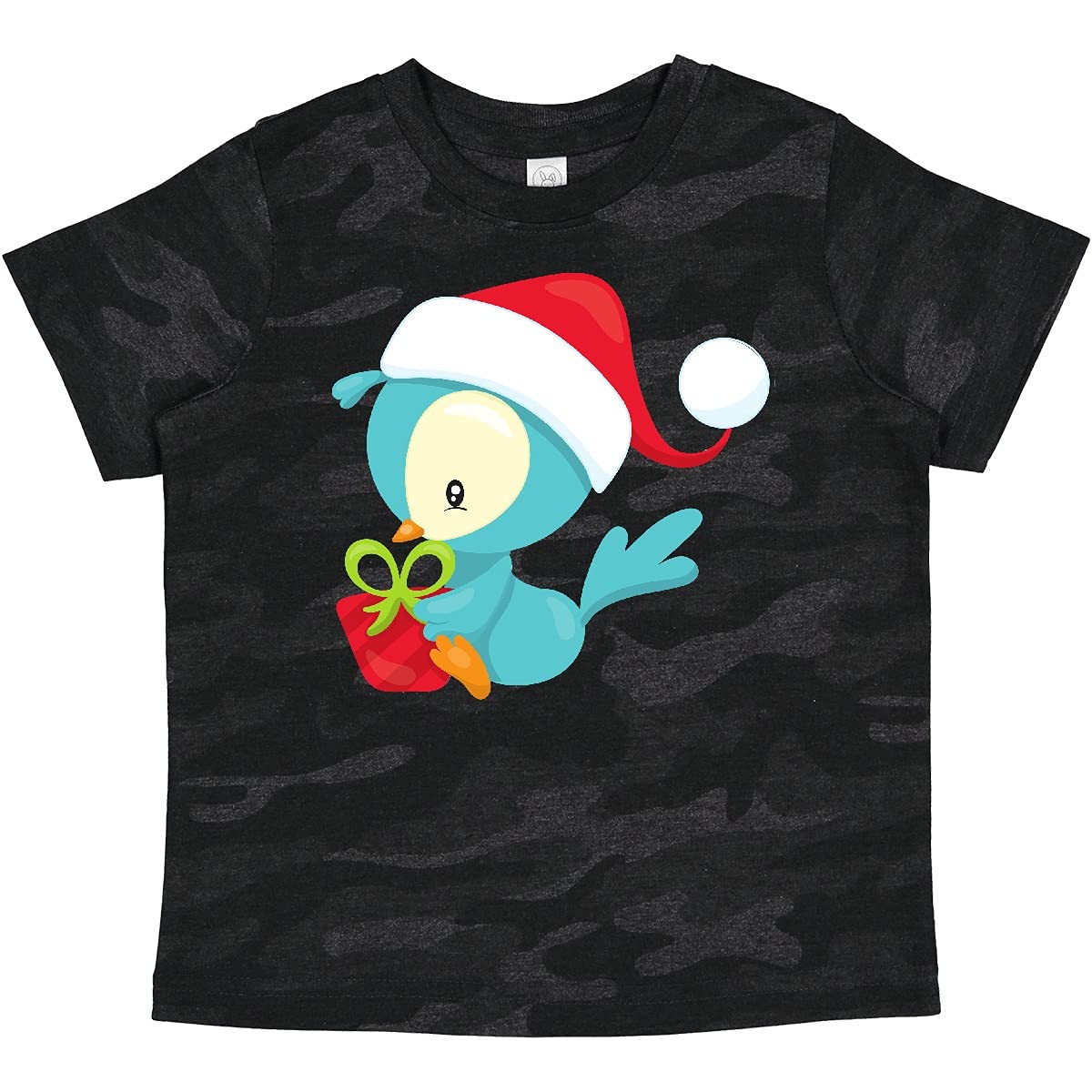 Inktastic Christmas Bird with Santa Hat - Cute Holiday Baby T-Shirt for Boys & Girls | Perfect Xmas Gift for Infants & Toddlers | Christmas Party, Family Photos, Holiday Outfits