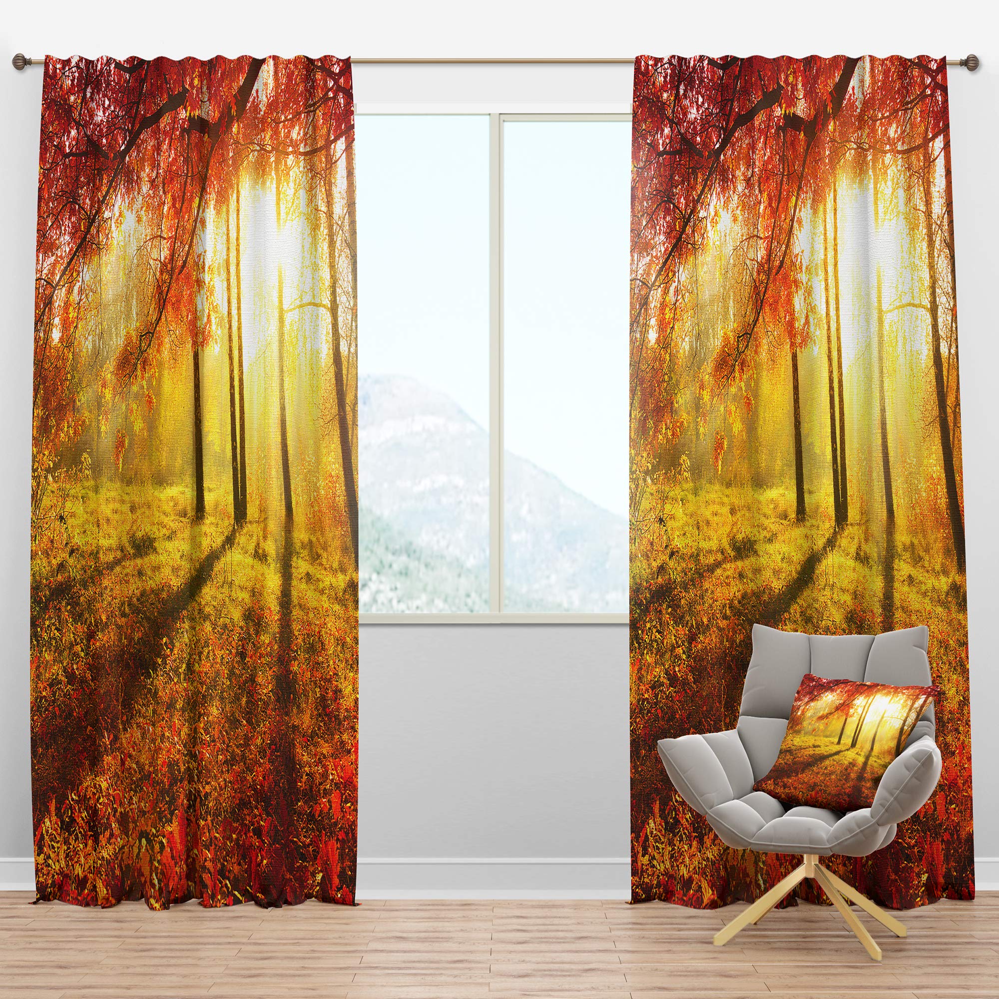 Blackout Curtains 'Yellow Red Fall Trees and Leaves' - Thermal Insulated Single Panel (52x95 inches) for Bedroom & Living Room - Perfect for Light Blocking, Privacy & Seasonal Home Decor