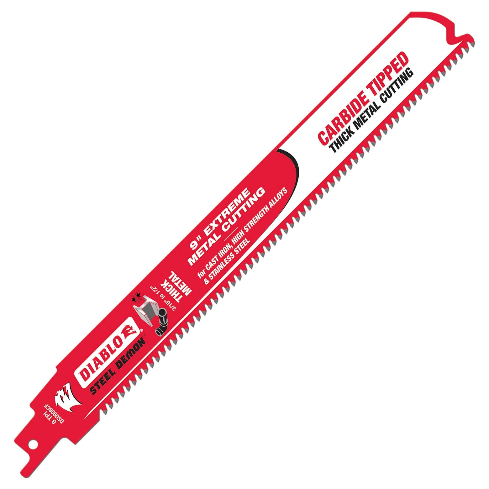 Diablo DS0908CF 9-Inch Carbide Tipped Reciprocating Saw Blade - Heavy Duty Wood & Metal Cutting - Perfect for Demolition, Construction & DIY Projects