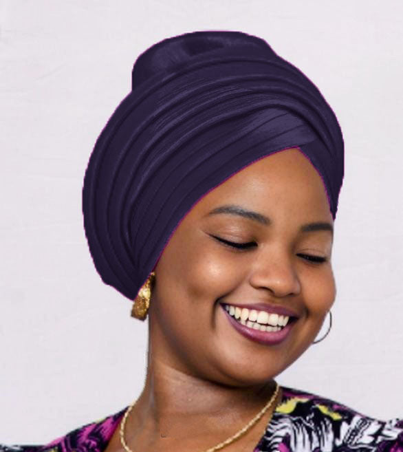Stylish Navy Blue African Head Wrap Hat for Women - DPNPHH43 - Perfect for Church, Weddings, and Cultural Events
