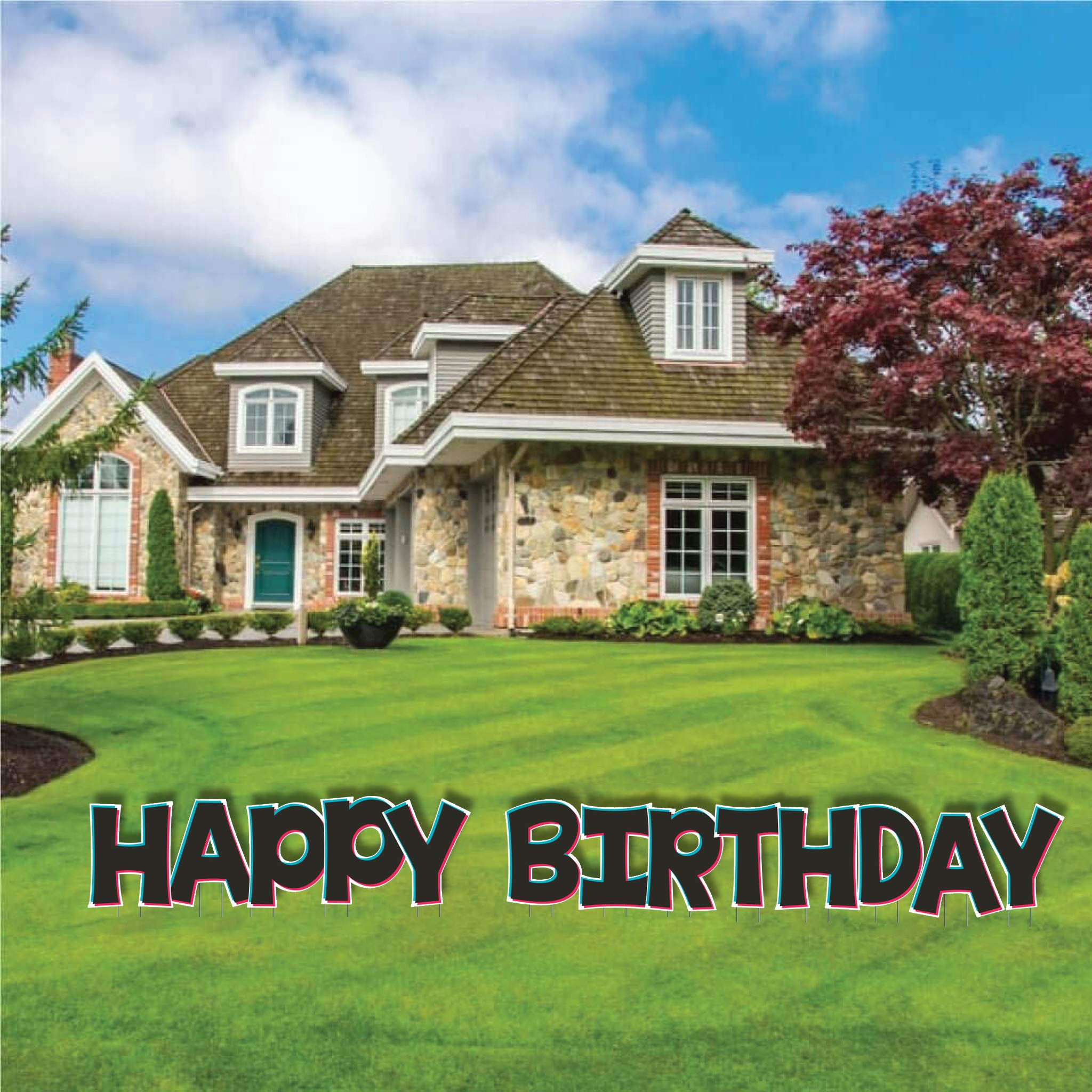 Happy Birthday Yard Letters Sign - 18 Inch Tall Outdoor Decor with 13 Waterproof Corrugated Plastic Pieces & Stakes - Perfect for Lawn, Garden, Party Decorations & Birthday Celebrations