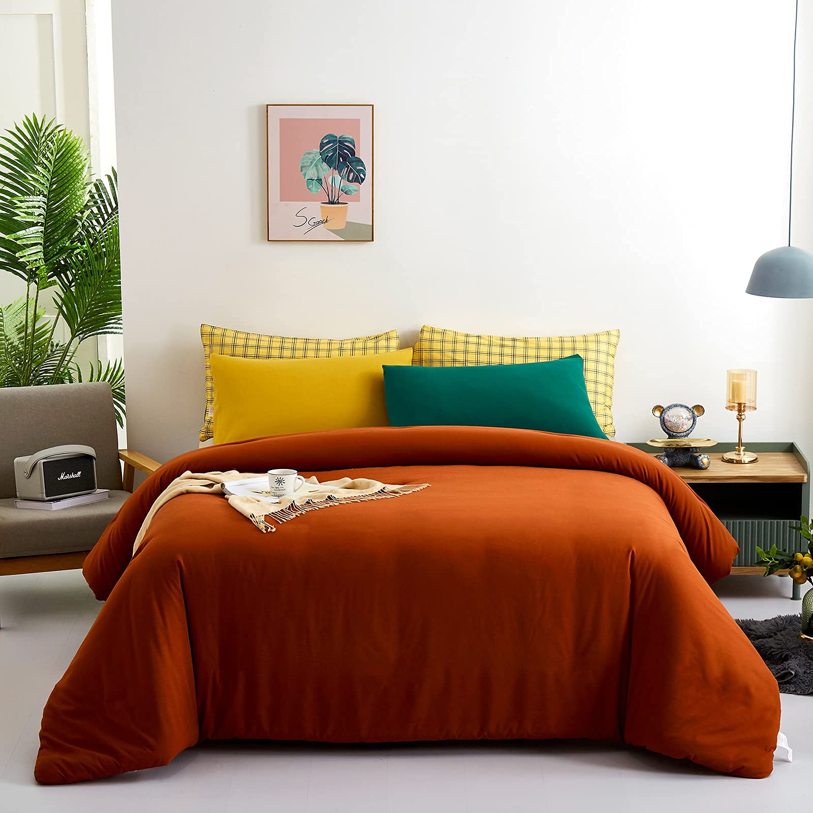 KAREVER Burnt Orange Comforter Set Twin - 3 Piece Lightweight Caramel Bedding for Kids, Breathable Rust-Colored Comforter & Blanket Set for Boys & Girls | Perfect for Cozy Bedrooms, Sleepovers & Dorm Rooms