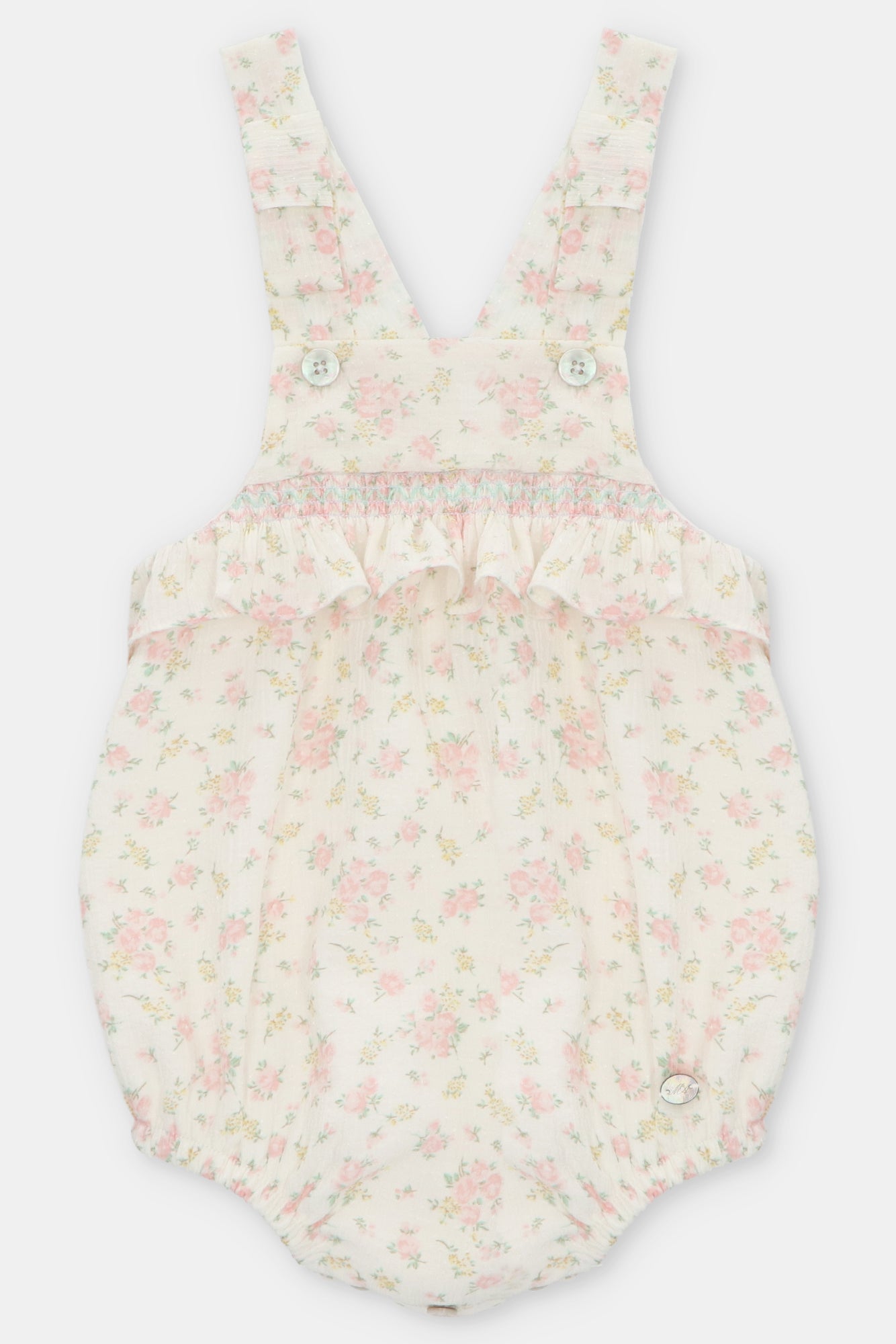 Verity Floral Seersucker Dungaree Romper - Women's Summer Jumpsuit with Pockets | Perfect for Beach Vacations, Picnics & Outdoor Adventures