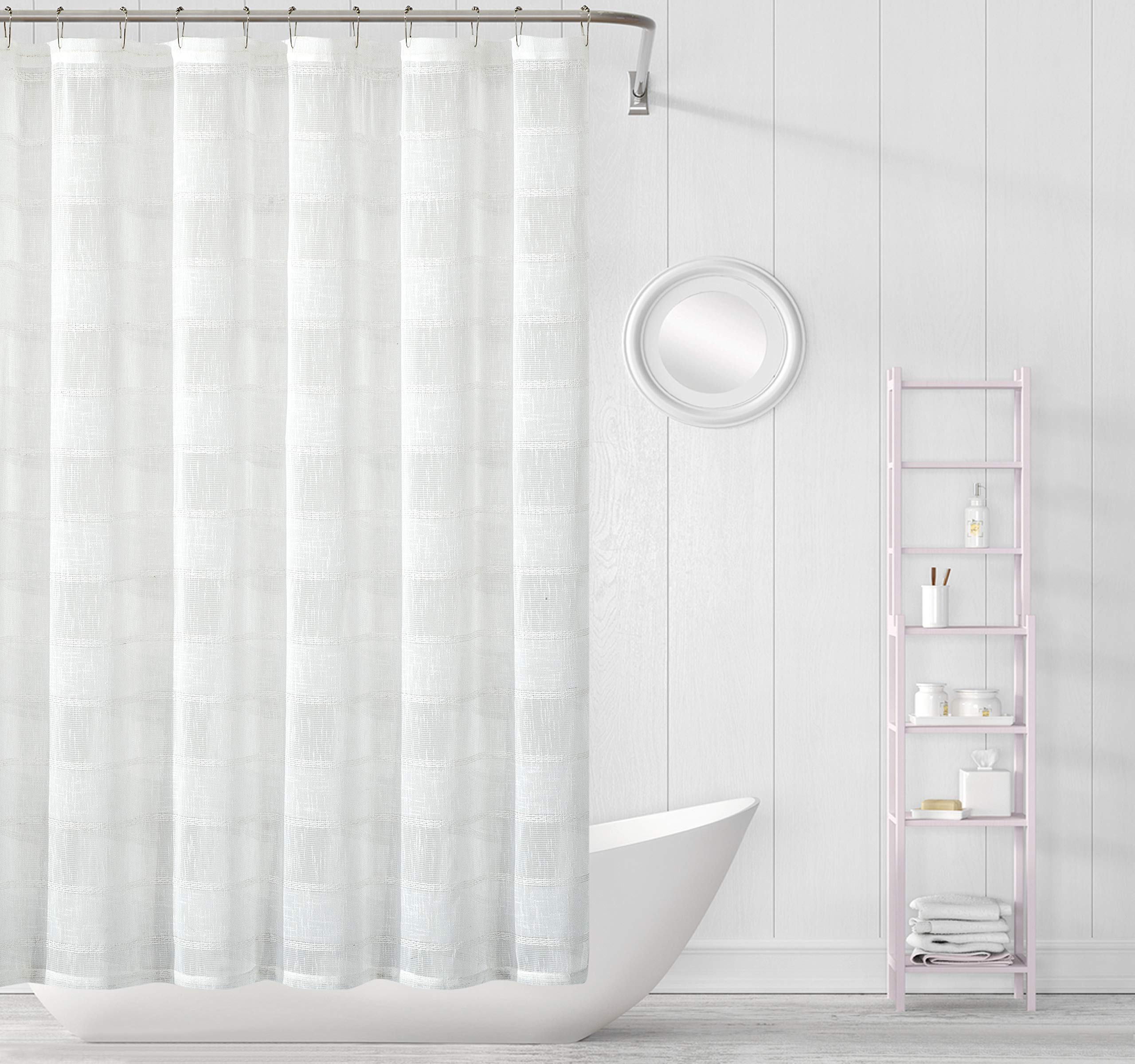Linen Striped Textured Shower Curtain 70
