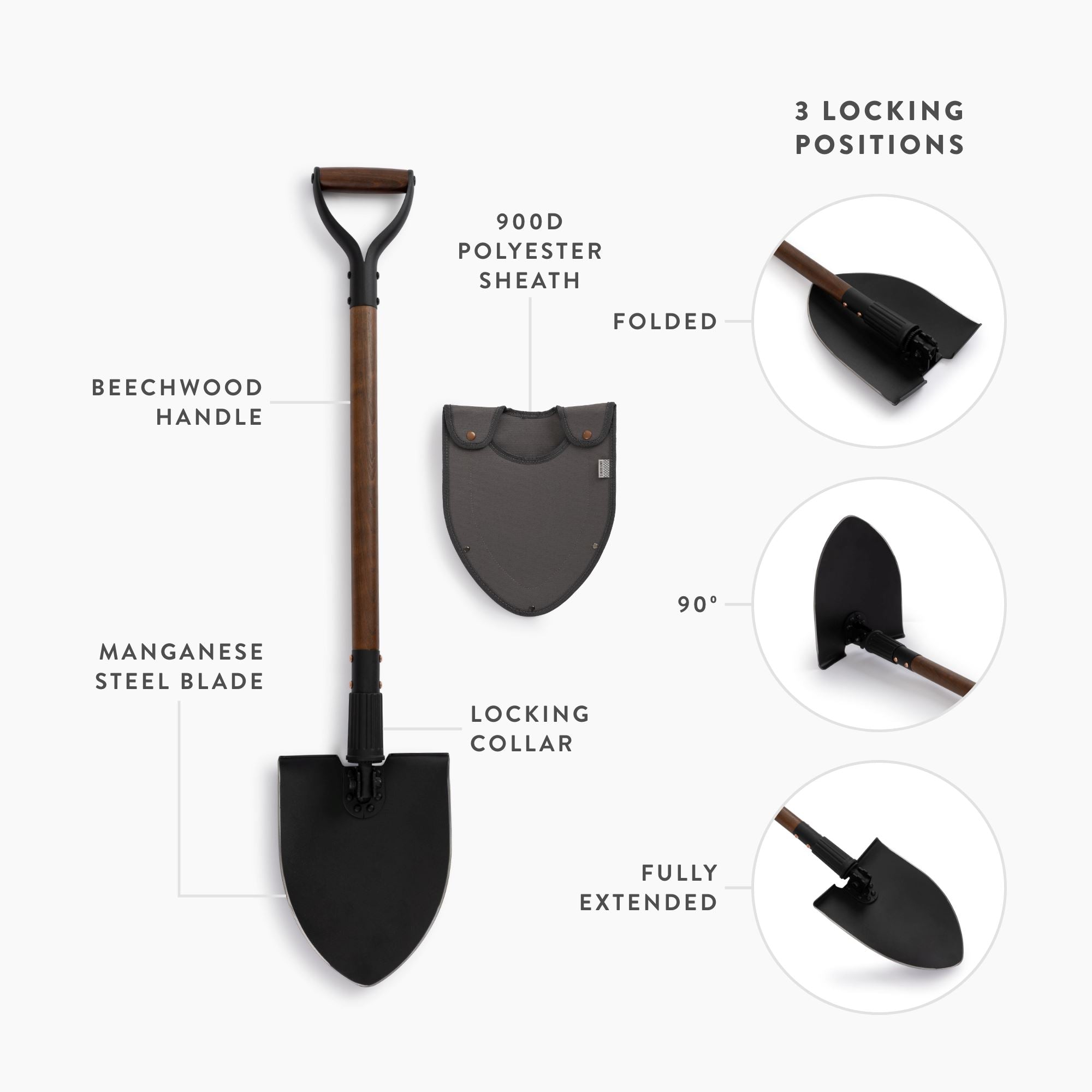 Premium Stainless Steel Spading Fork & Folding Shovel Set - Heavy Duty Garden Tools for Digging, Planting & Camping - Perfect for Outdoor Gardening, Hiking & Emergency Preparedness