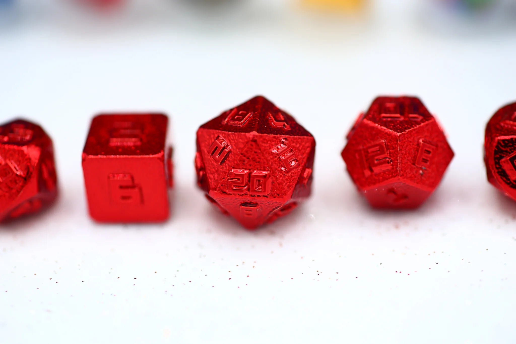 10MM Mini Metal RPG Dice Set - Red - Perfect for Dungeons & Dragons, Pathfinder & Tabletop Gaming